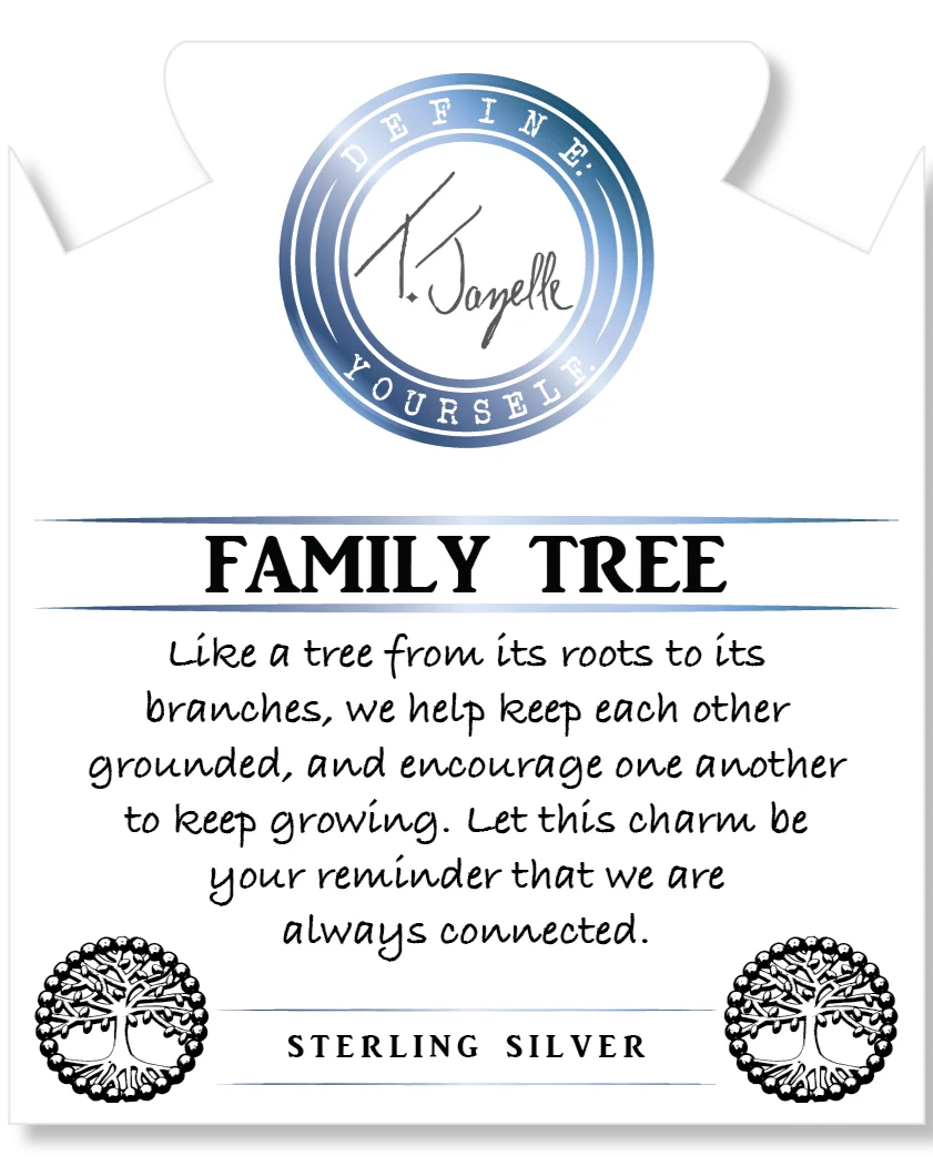 Australian Agate Gemstone Bracelet with Family Tree Sterling Silver Charm - Image 2