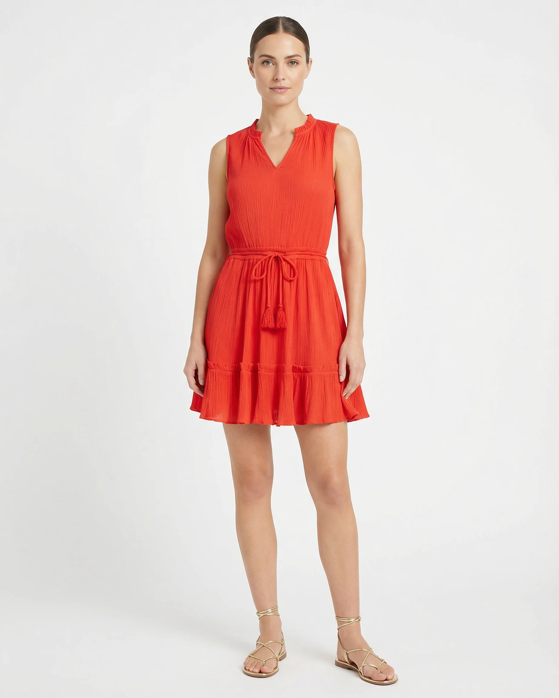 Beth Dress In Guava Red - Image 6