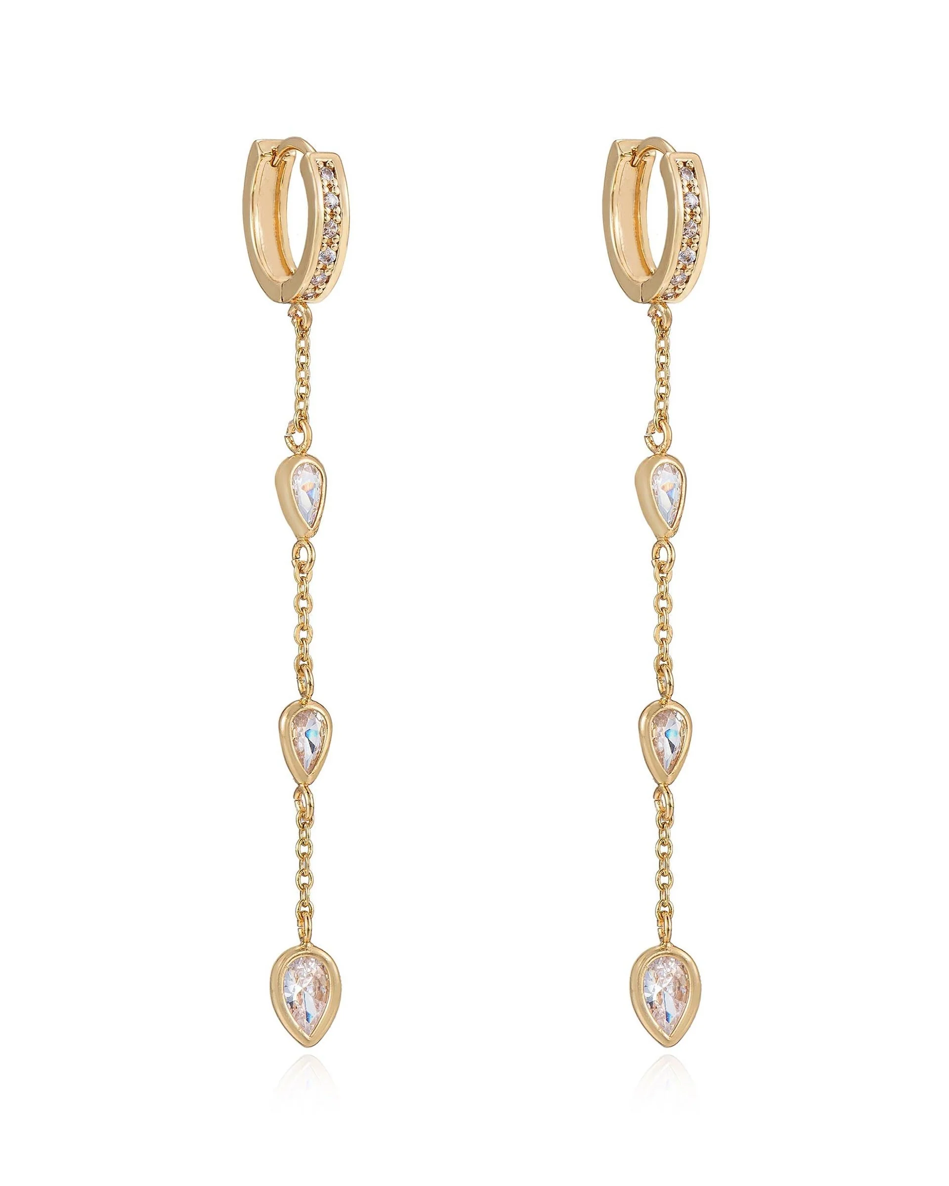 Bezel Crystal Huggie Dangle Earrings - Image 4