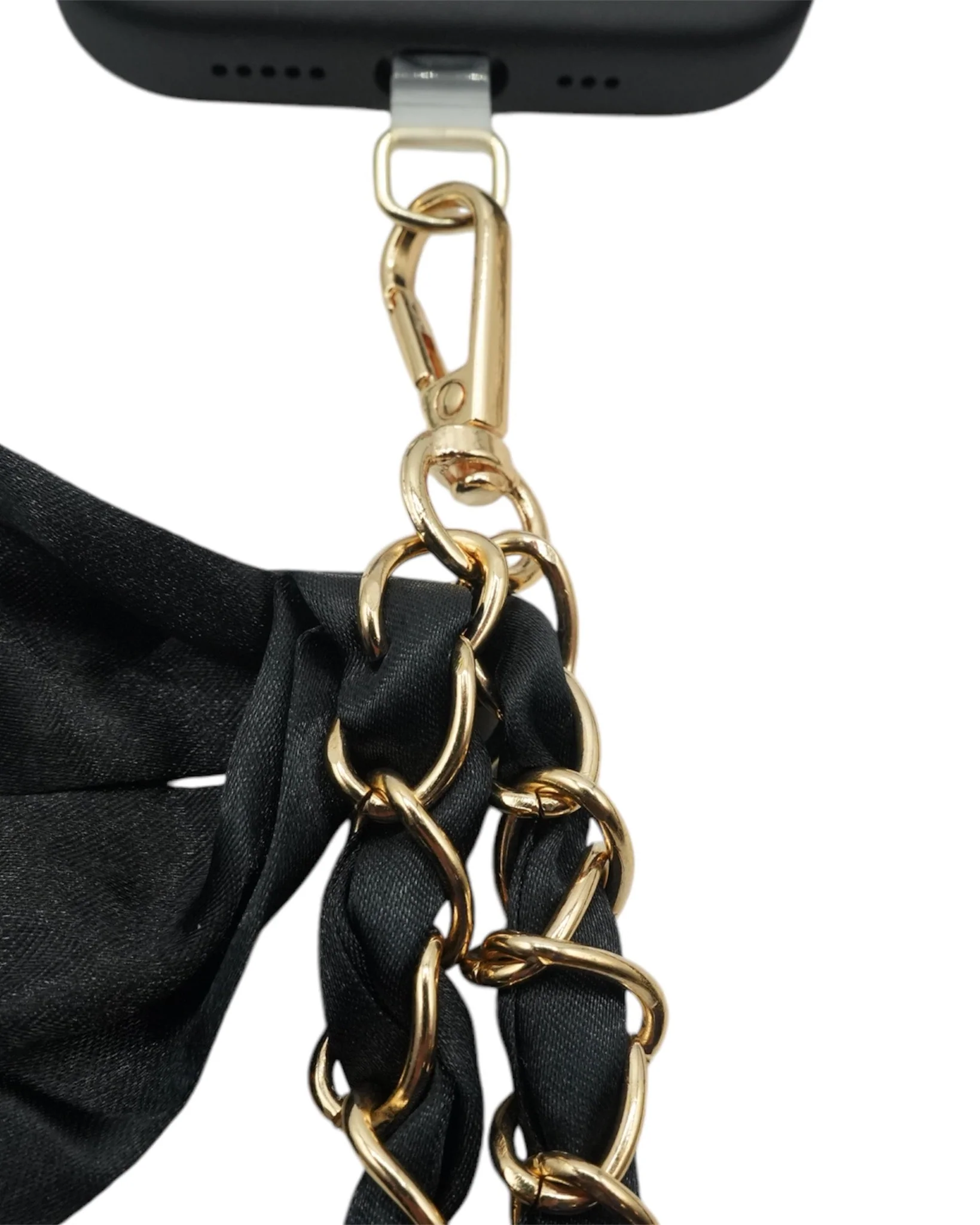 Black Satin Sash Crossbody Phone Chain - Image 4