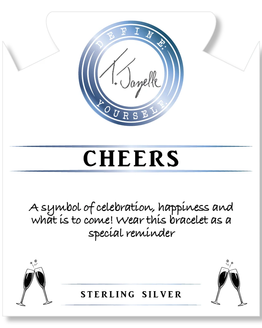 Blue Sparkle Agate Gemstone Bracelet with Cheers Sterling Silver Charm - Image 2