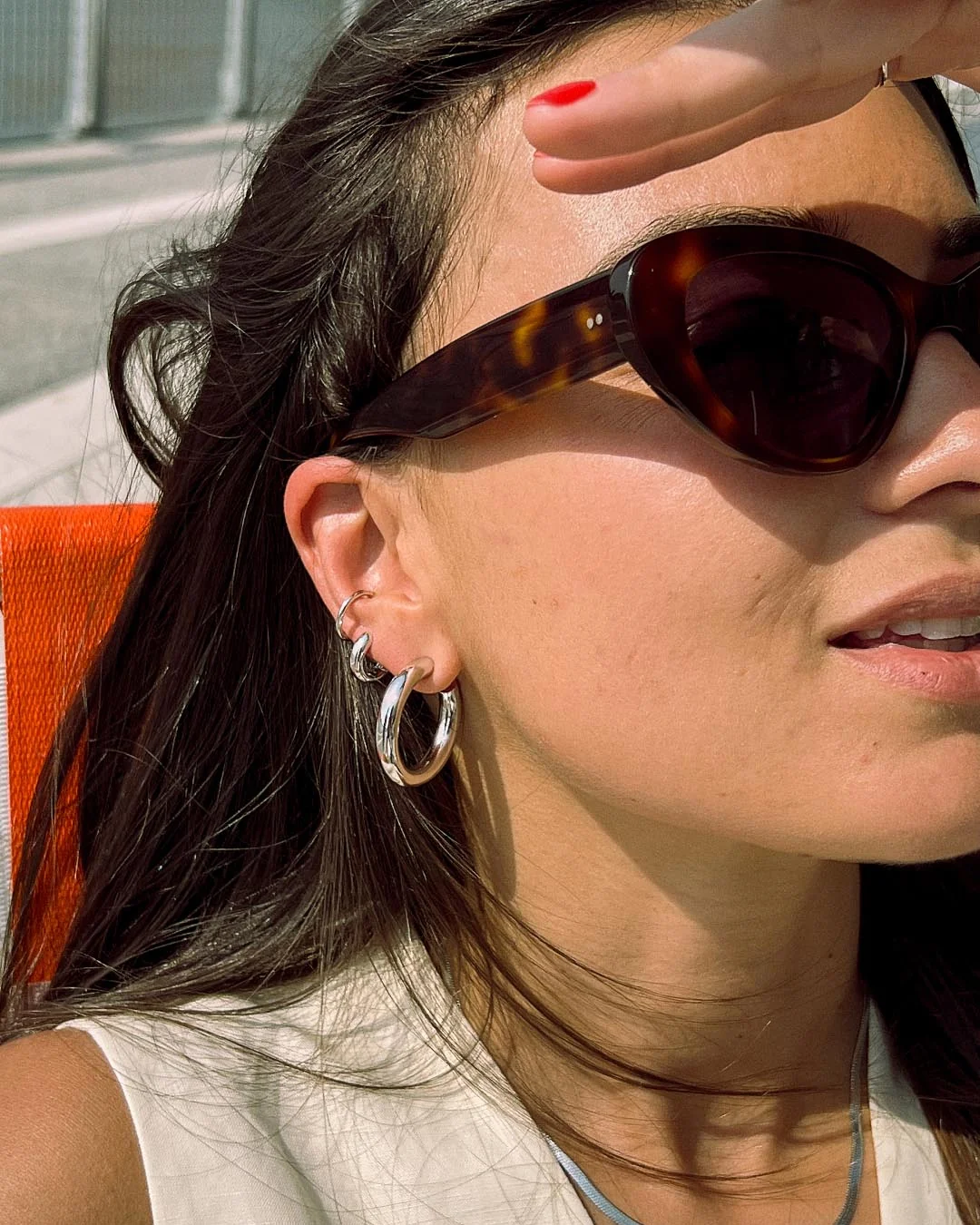 Bold Huggie Hoops - Giulia Silver - Image 5
