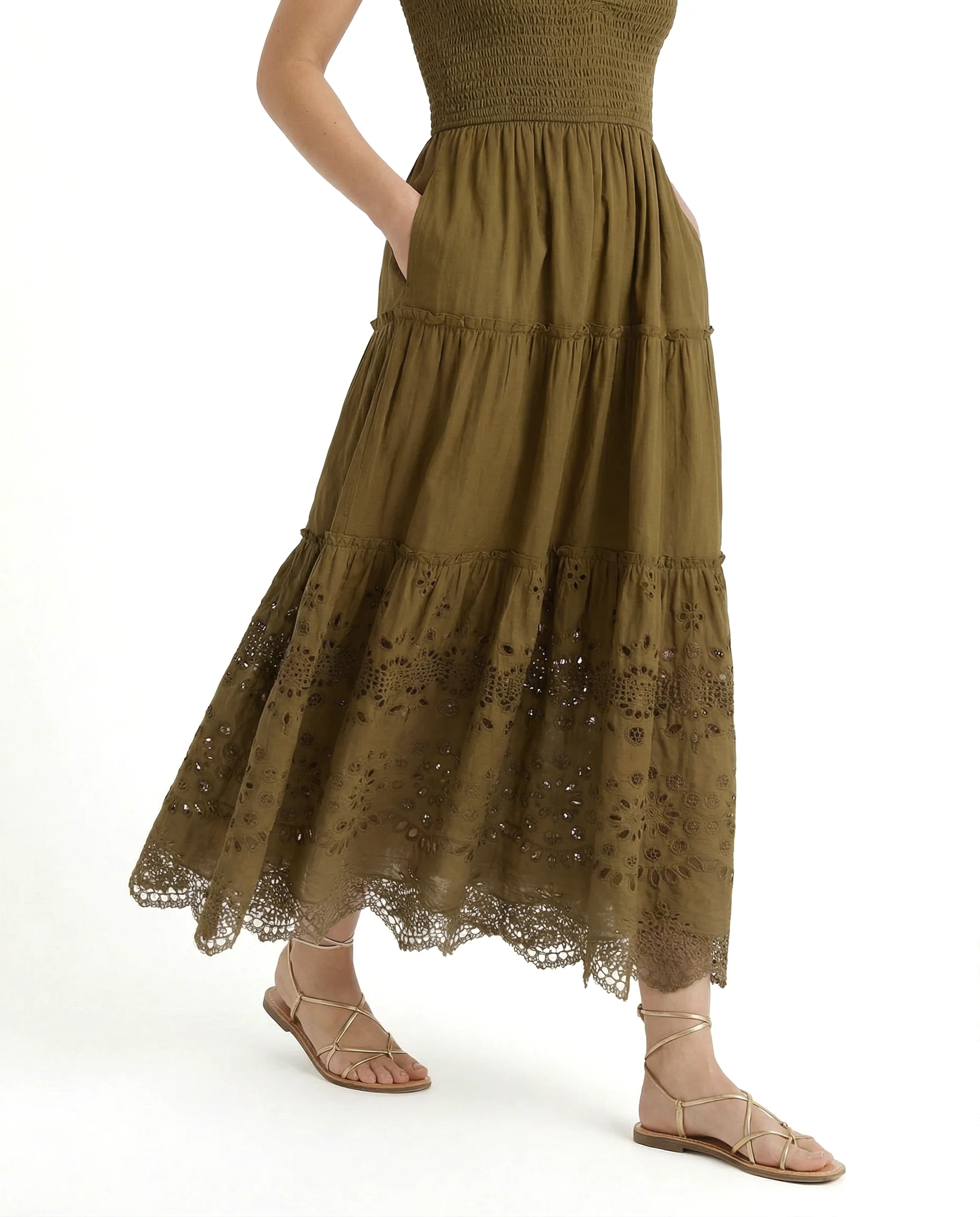 Cecilia Dress In Martini Calypso Eyelet - Image 4