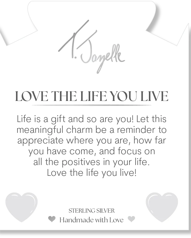 Cherry Jade Gemstone Bracelet with Love the Life You Live Sterling Silver Charm - Image 2