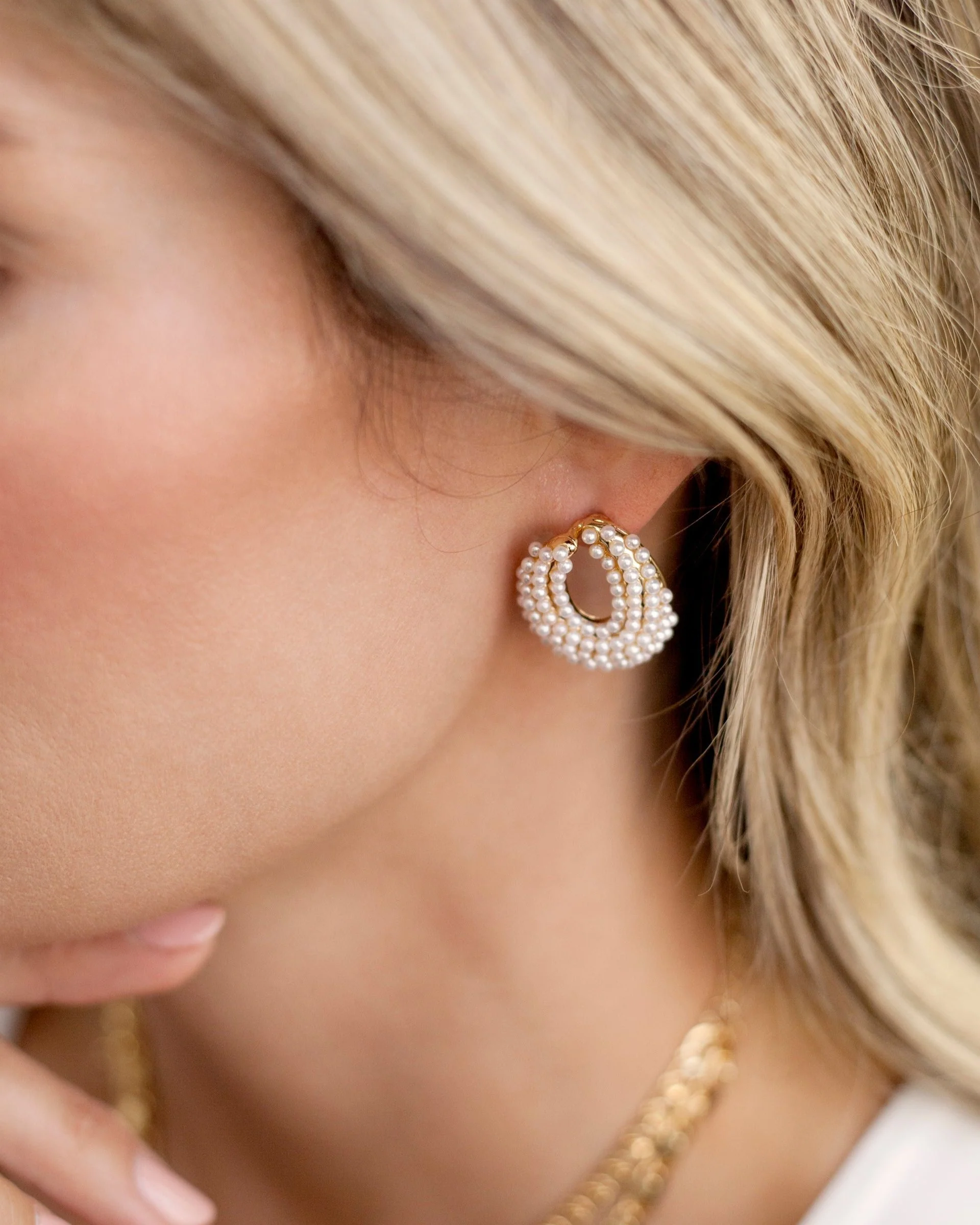 Classic Pearl Cluster Stud Earrings - Image 2