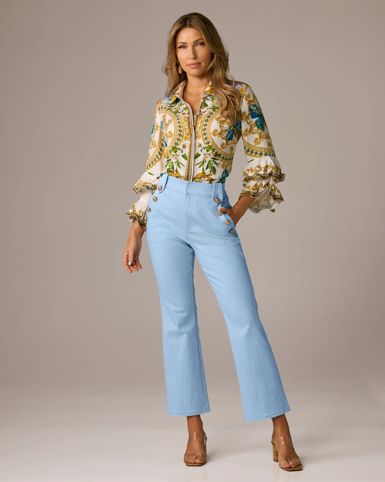Colored Denim Kick Flare Jean Blue Bell