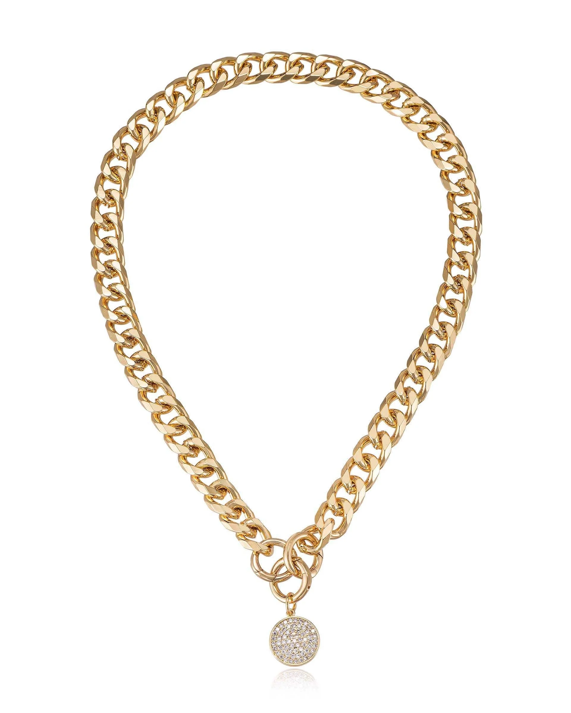 Crystal Disc Charm and Chain Necklace - Image 3
