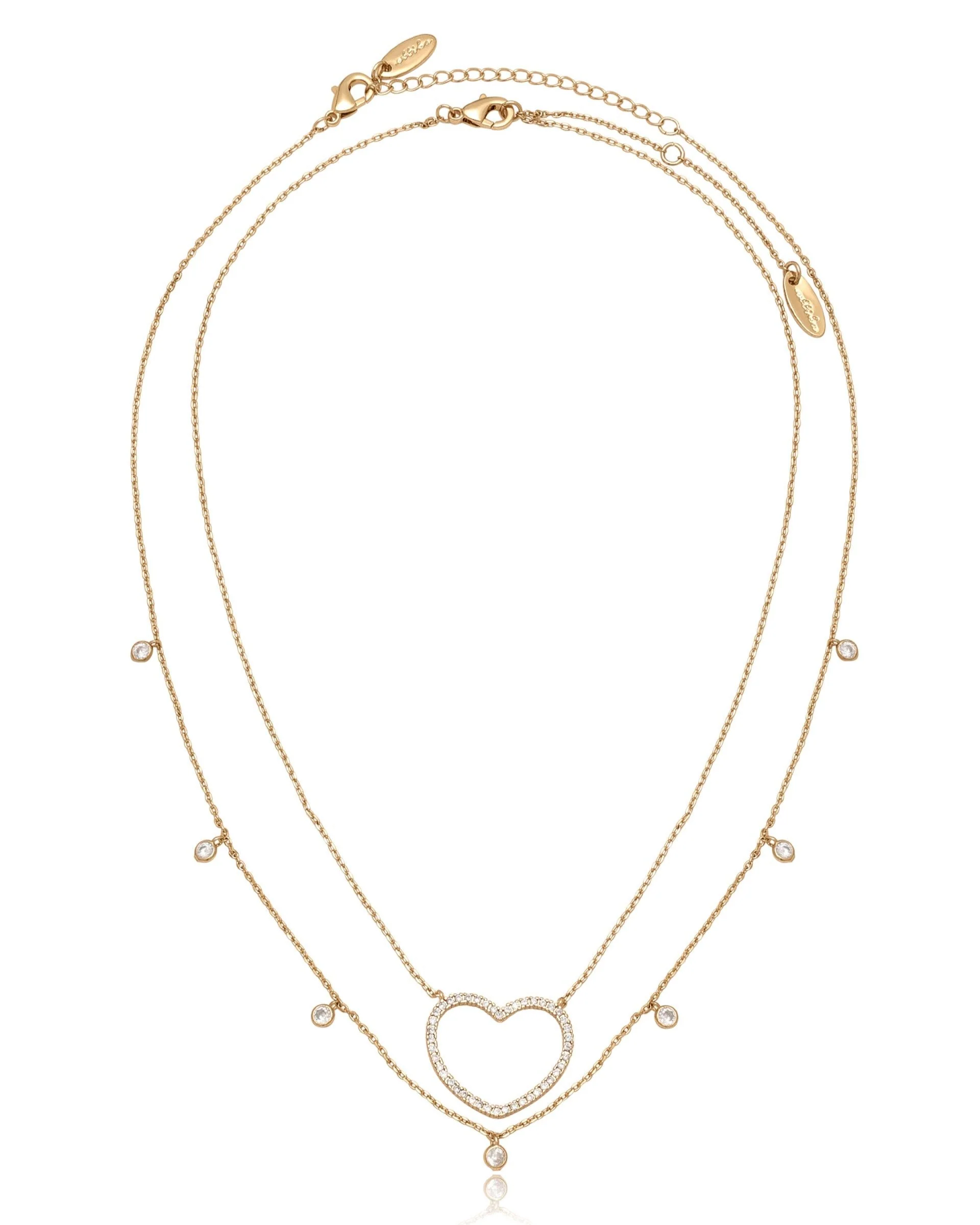 Crystal Heart Drop Necklace Set - Image 3