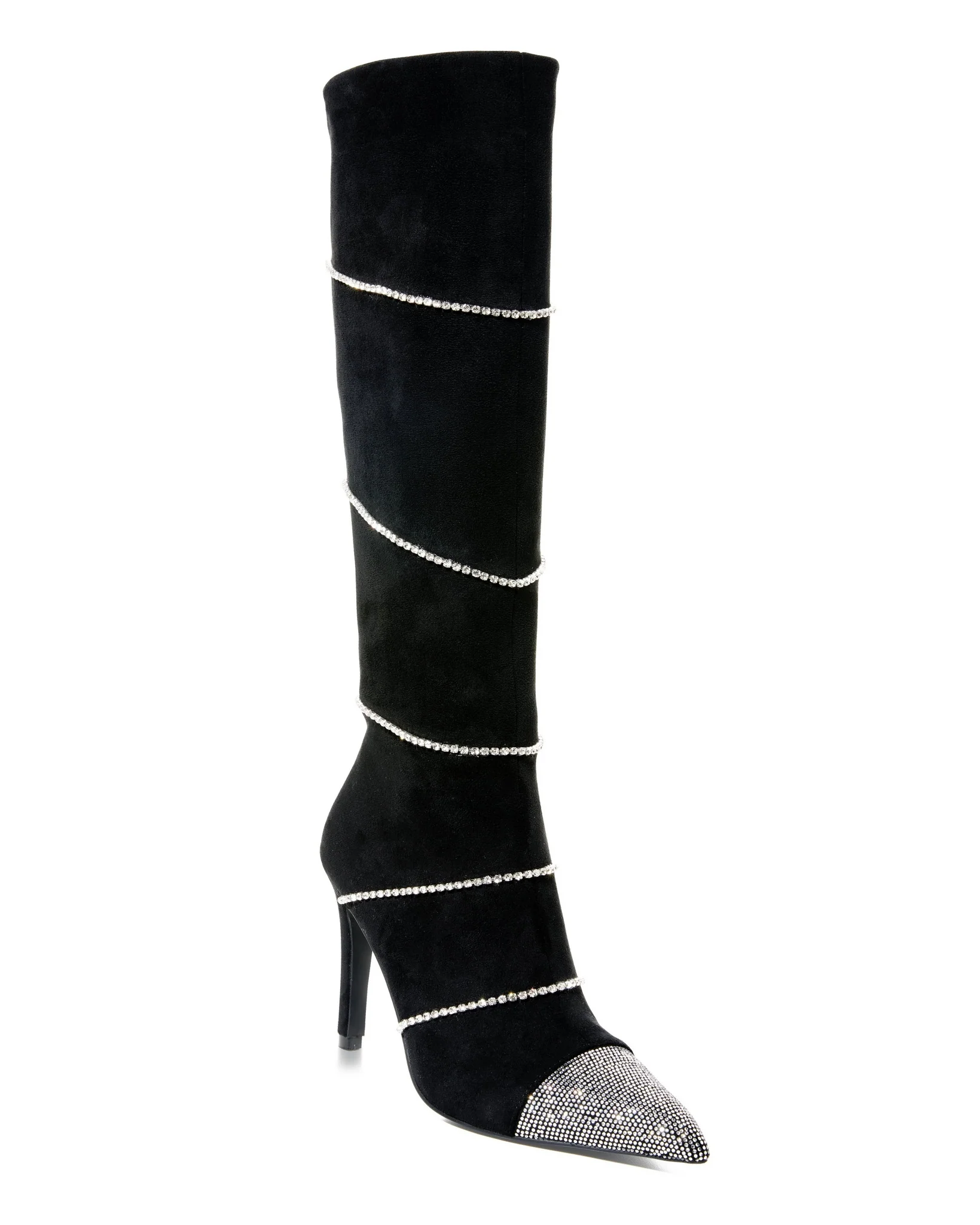 Crystal Wrap Heeled Boot Black