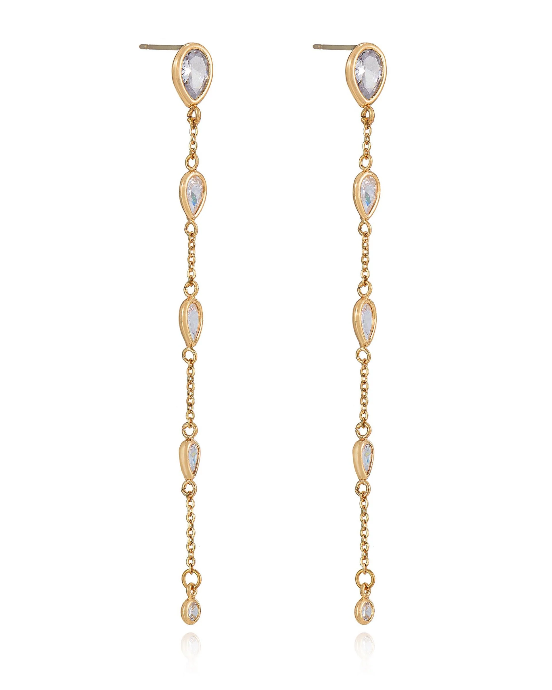 Dainty Bezel Crystal Dangle Earrings - Image 3