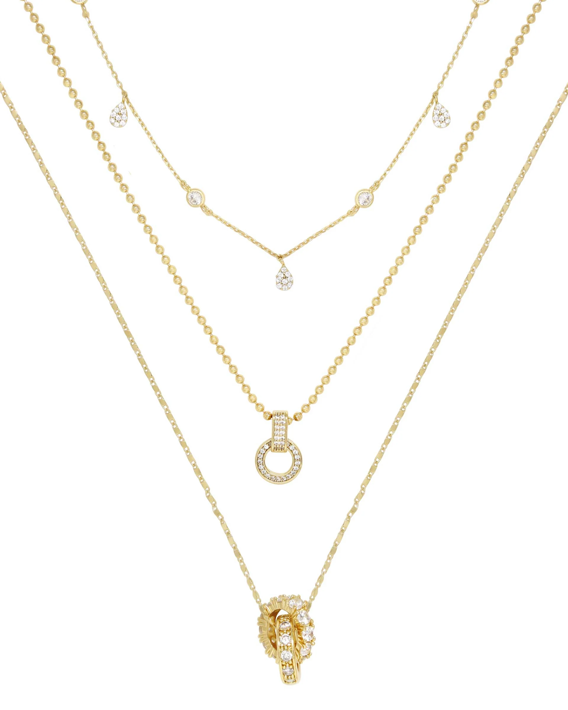 Dainty Crystal Trio Necklace Set