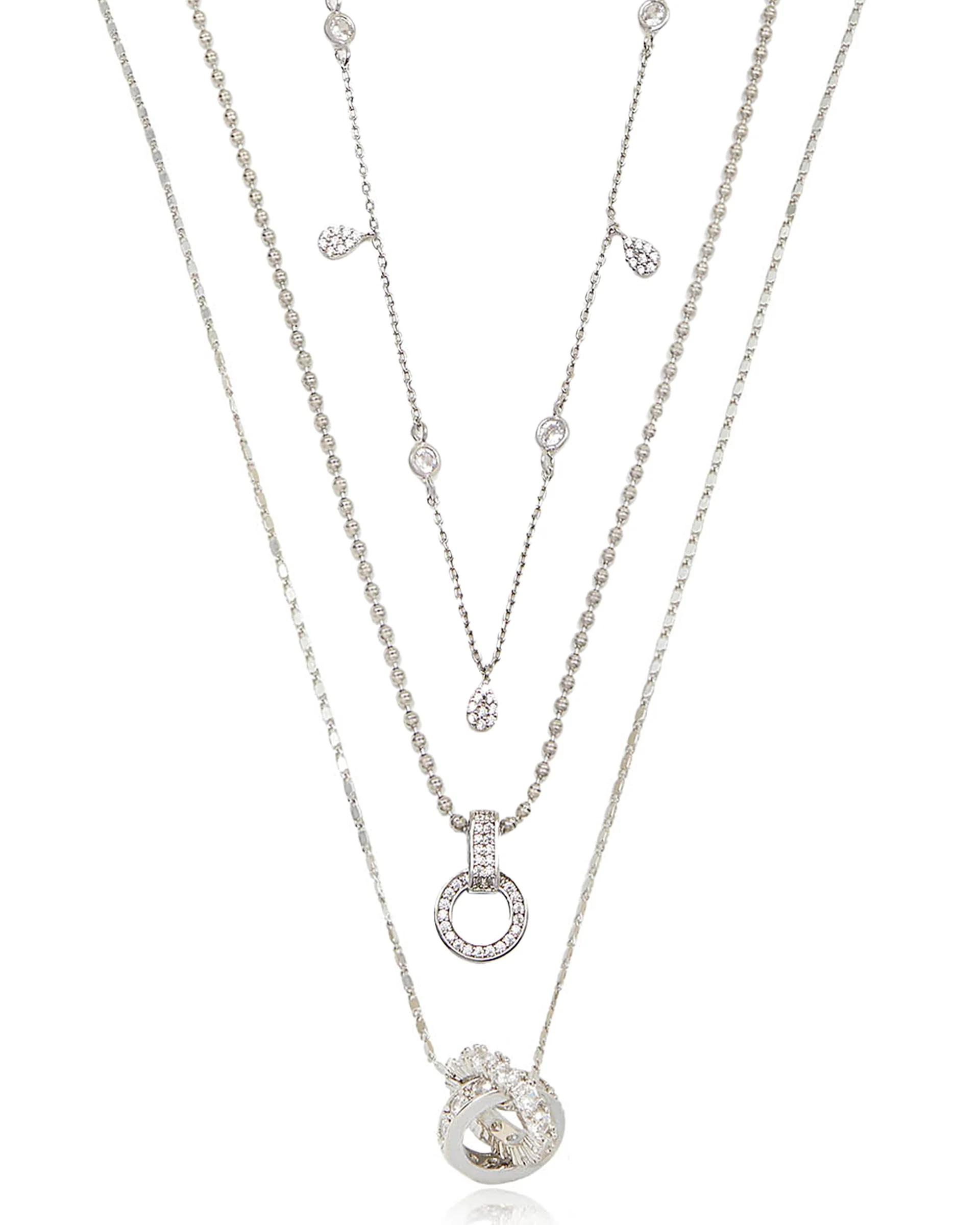 Dainty Crystal Trio Necklace Set - Image 4