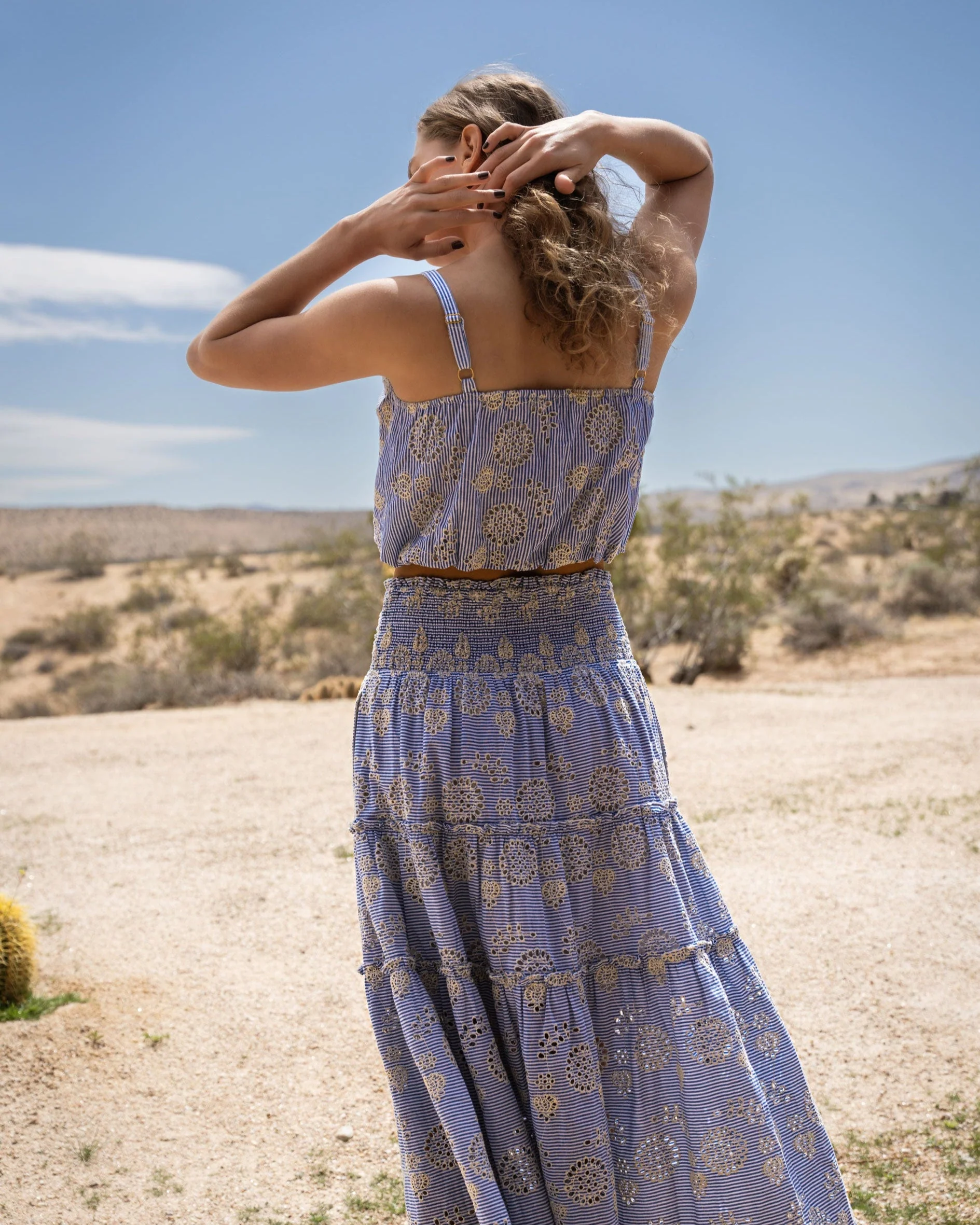 Dani Top In Pinstripe Eyelet - Image 5