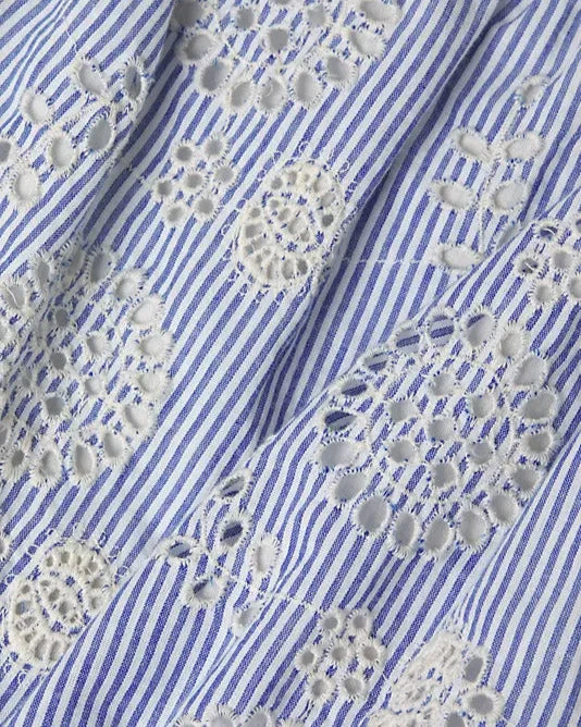 Dani Top In Pinstripe Eyelet - Image 6