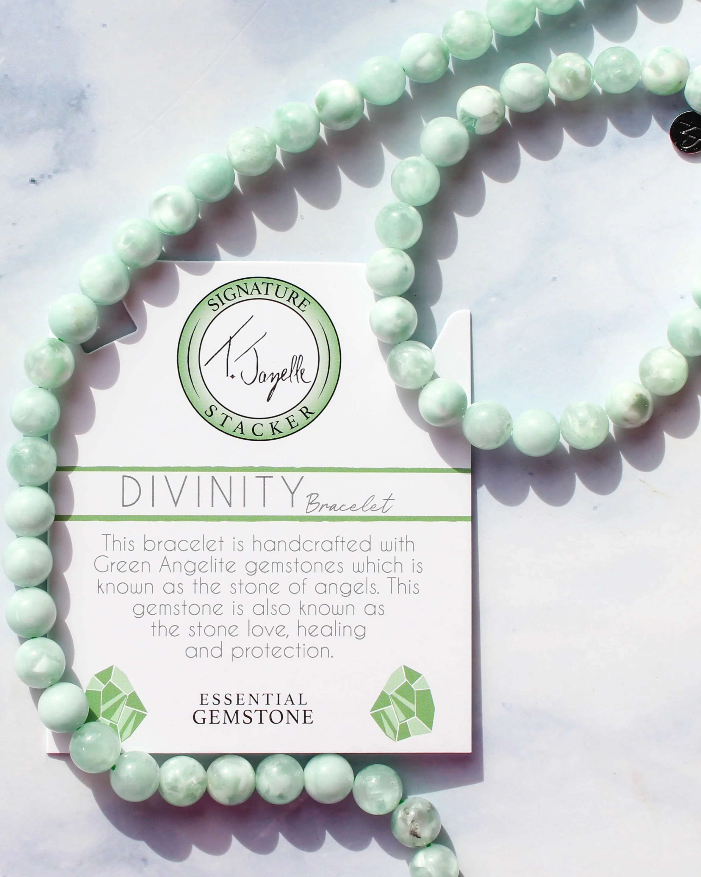 Defining Bracelet- Divinity Bracelet with Green Angelite Gemstones - Image 4