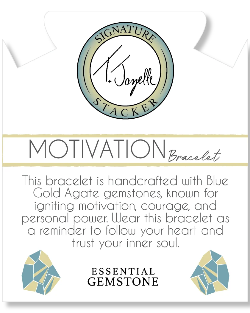 Defining Bracelet- Motivation Bracelet with Blue Gold Agate Gemstones - Image 2