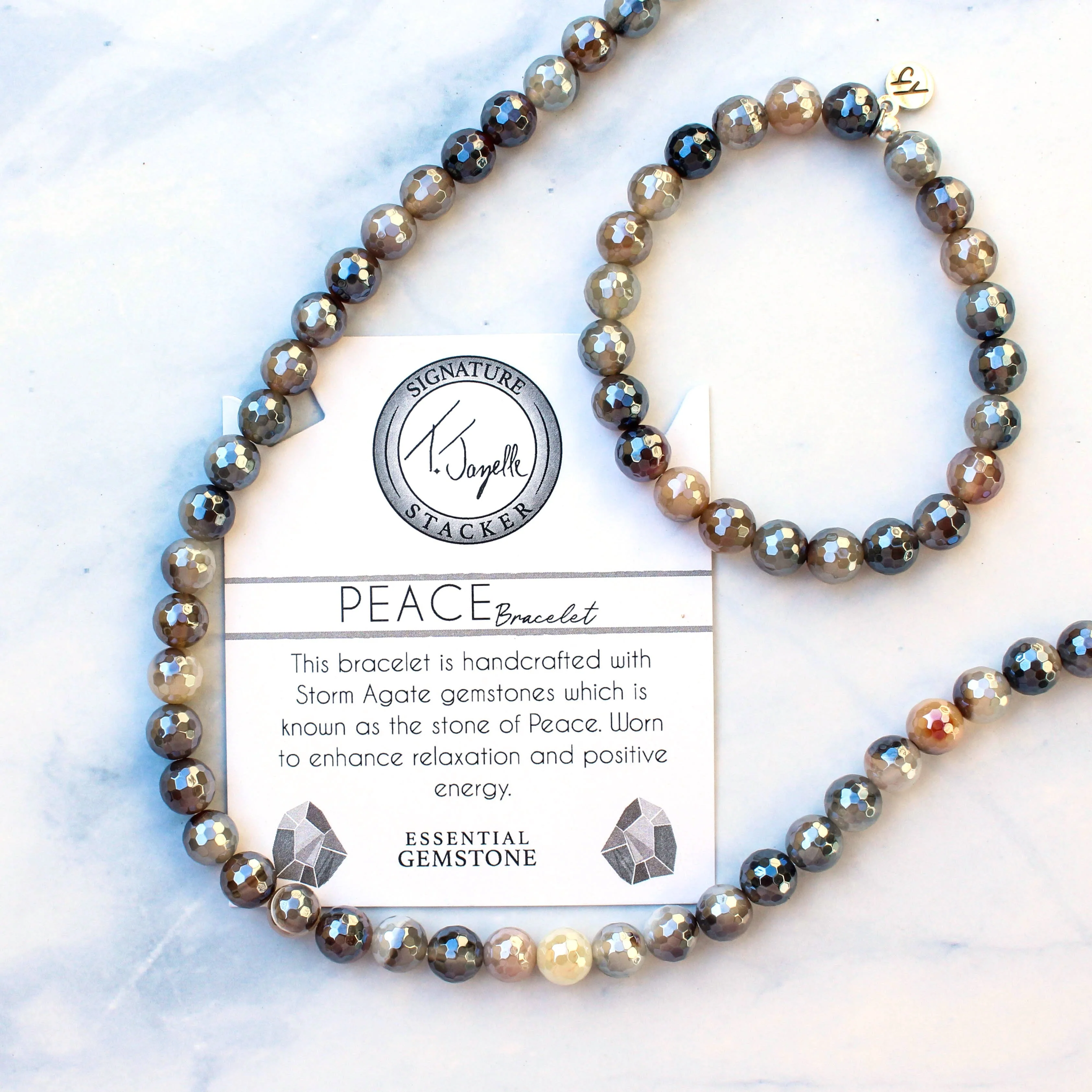 Defining Bracelet- Peace Bracelet with Storm Agate Gemstones - Image 4