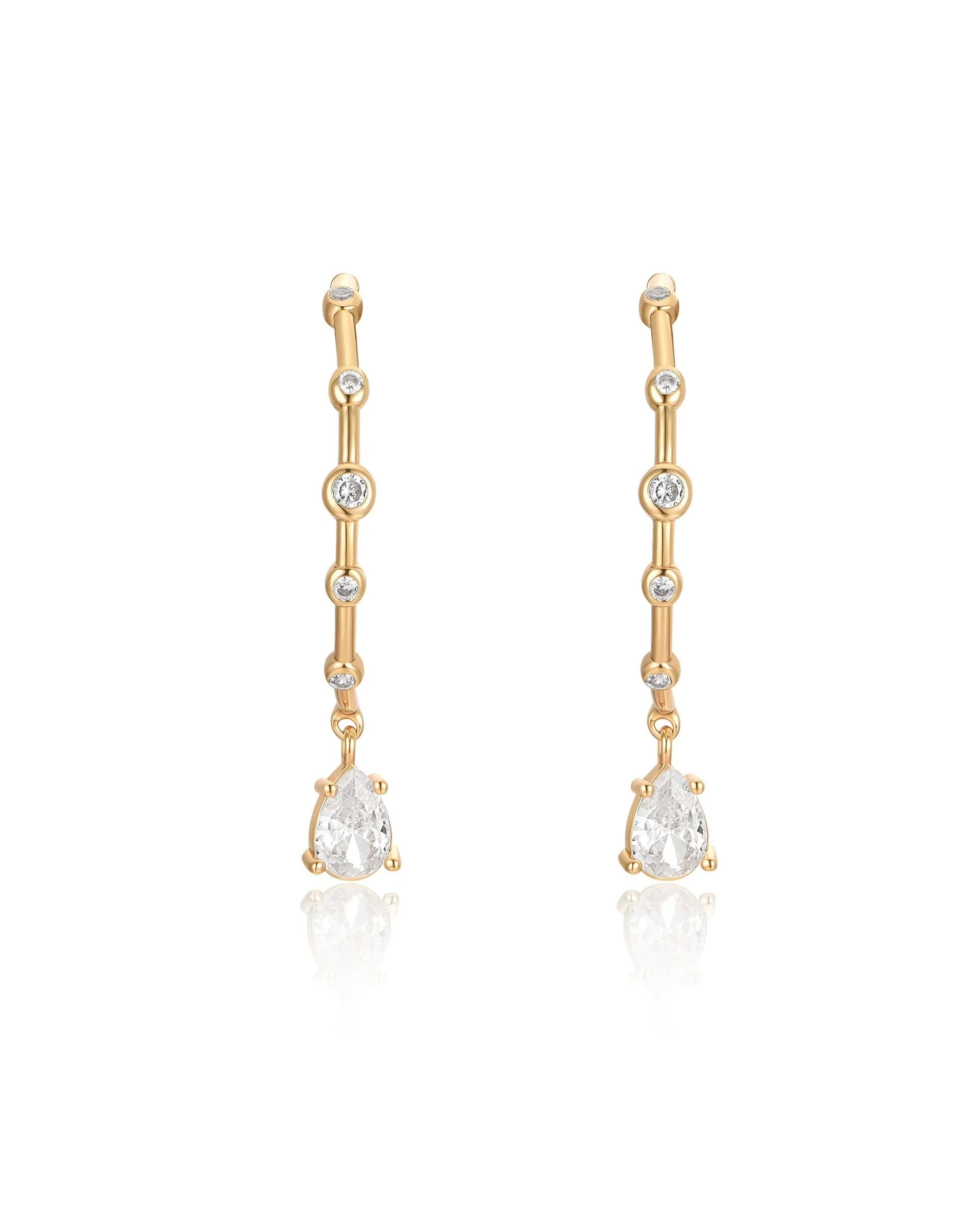 Delicate Crystal Charm Hoop Earrings - Image 3