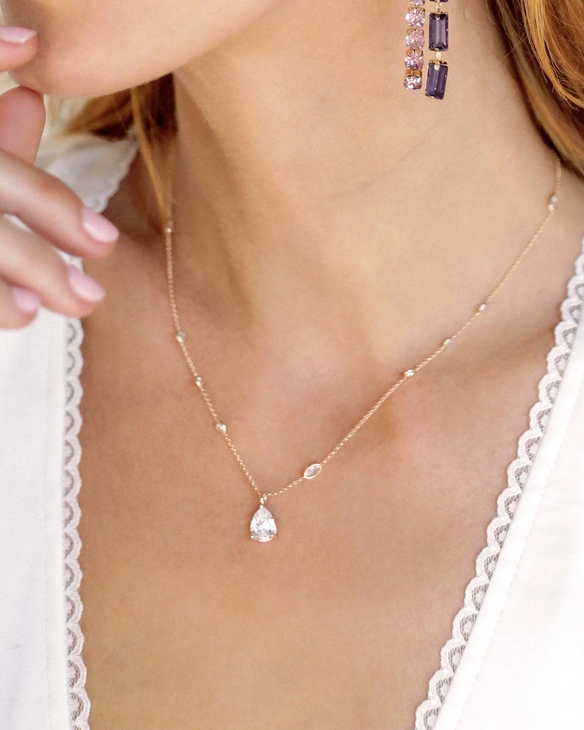 Delicate Crystal Pendant Necklace - Image 6