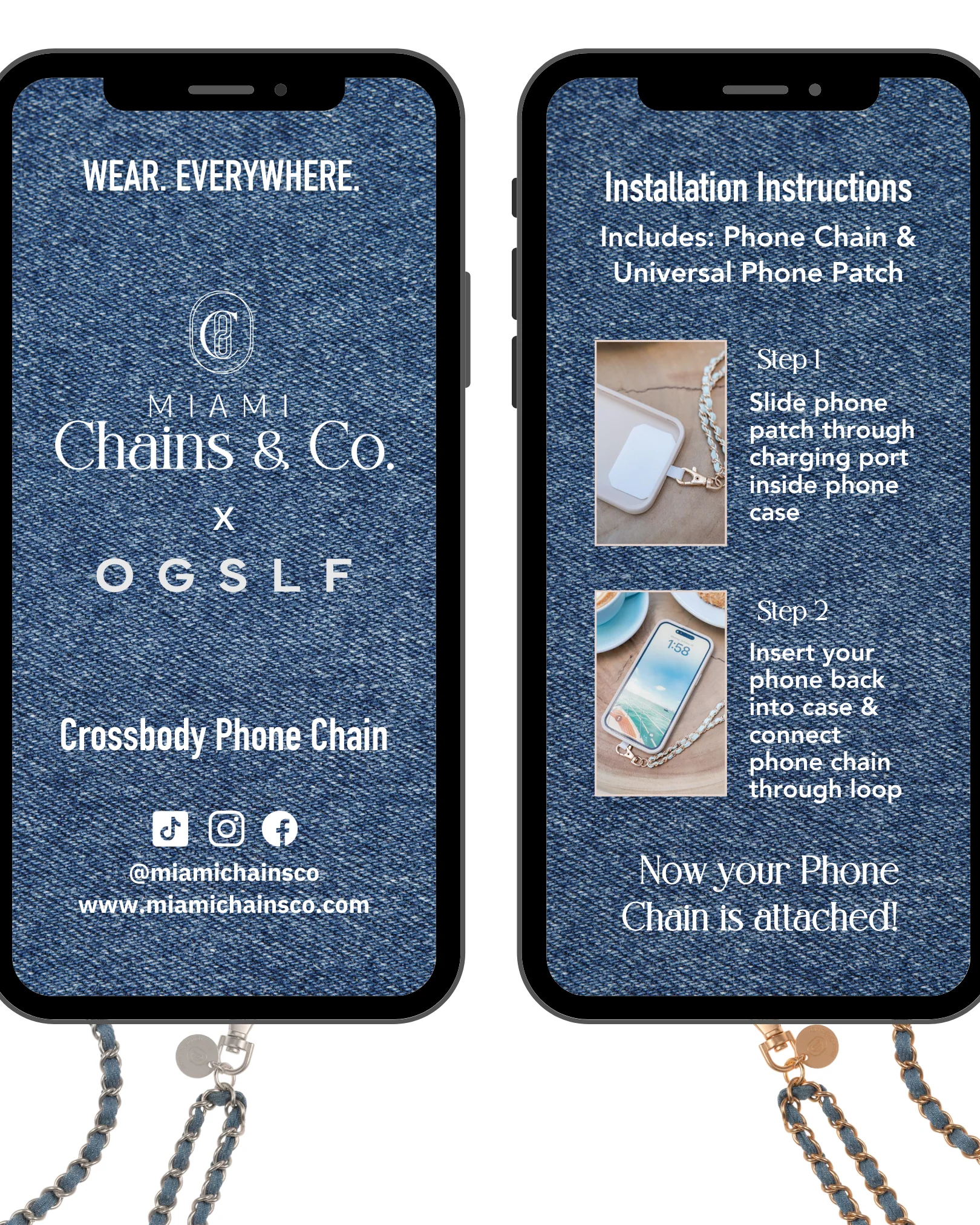 Denim Dream x Matte Gold Crossbody Phone Chain - Image 4