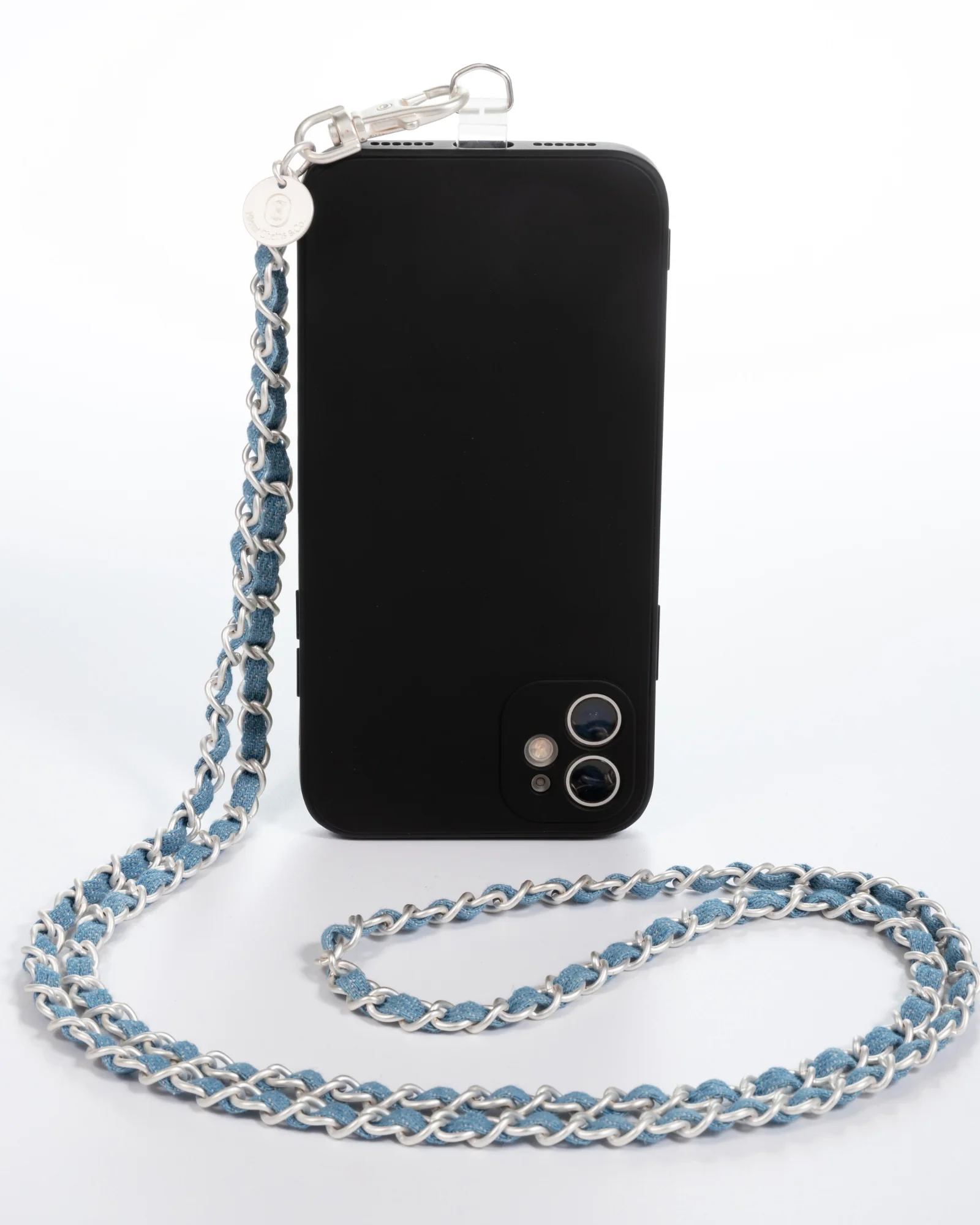 Denim Dream x Matte Silver Crossbody Phone Chain