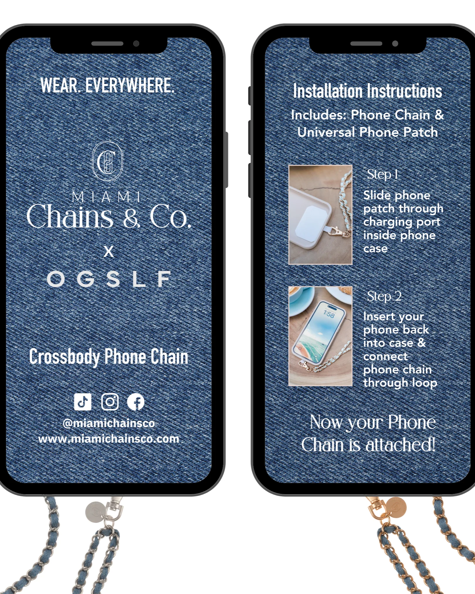 Denim Dream x Matte Silver Crossbody Phone Chain - Image 4
