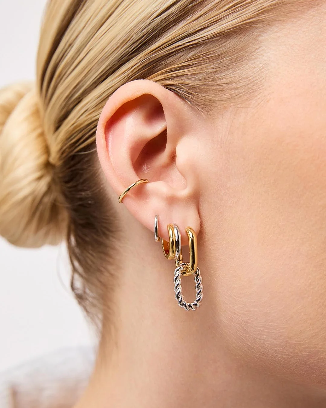 Double Hoop Earrings - Ash Double Two Tone - Image 2