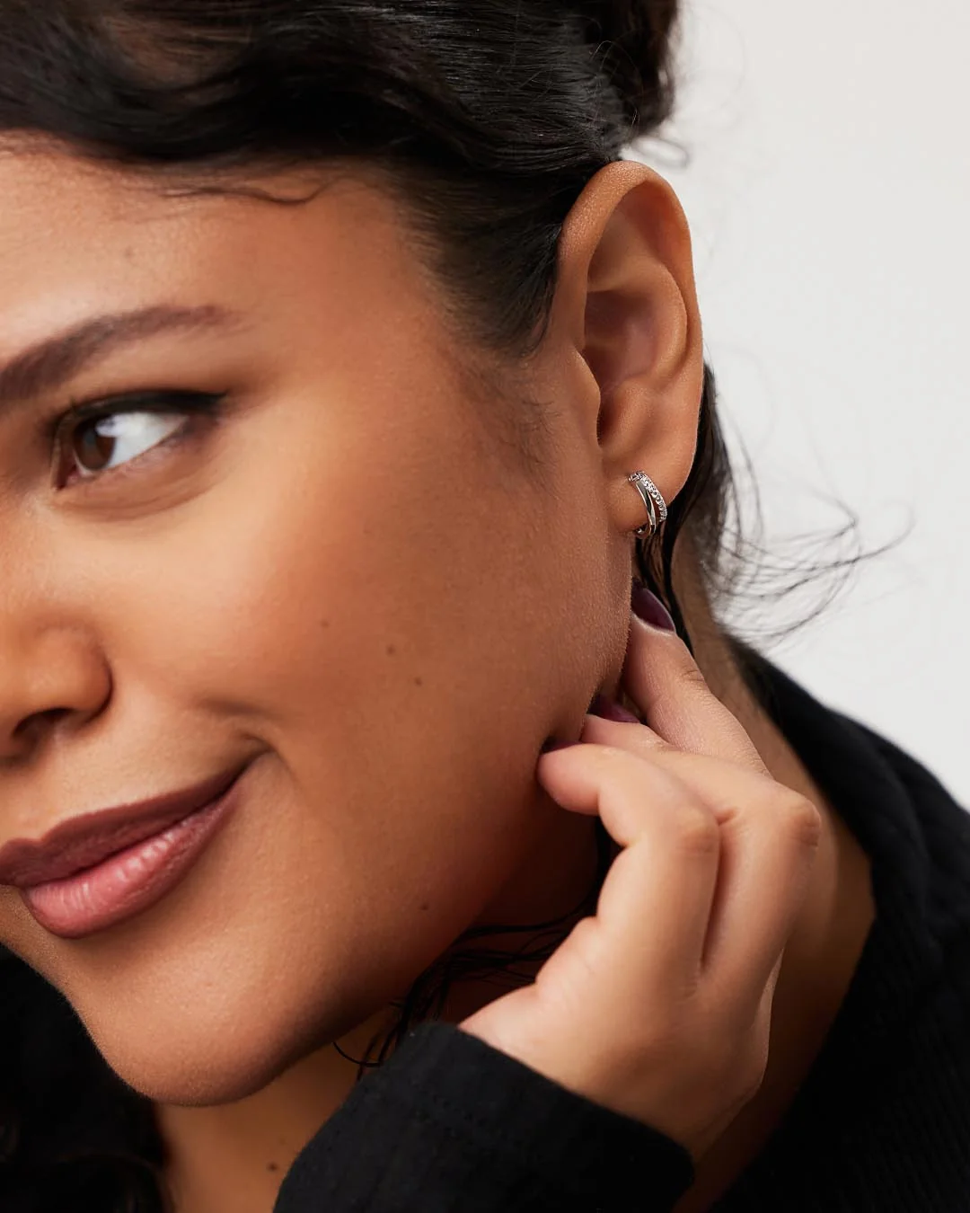Double Hoop Earrings - Toda Mini Silver - Image 4