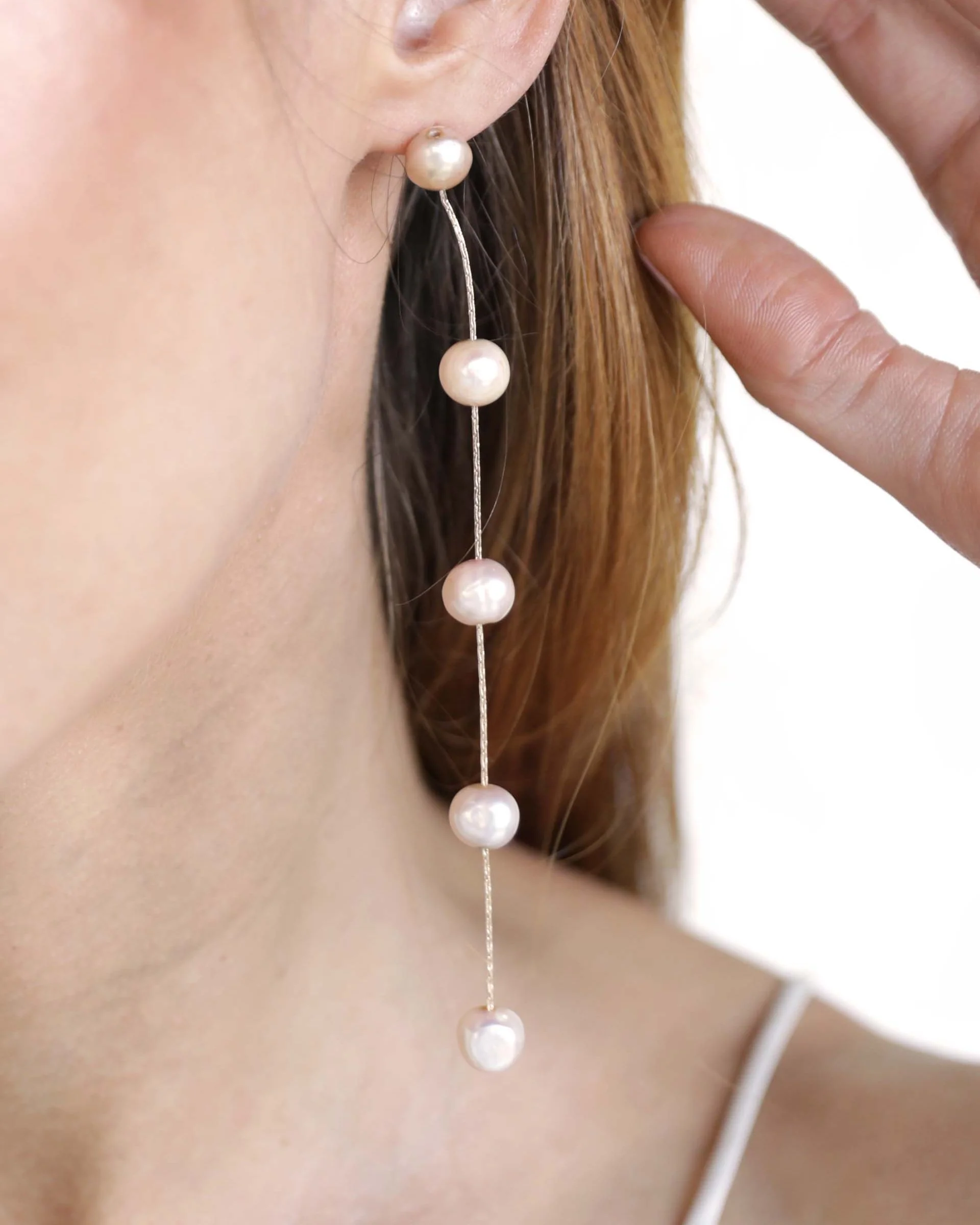 Dripping Pearl Delicate Drop Earrings - Image 5