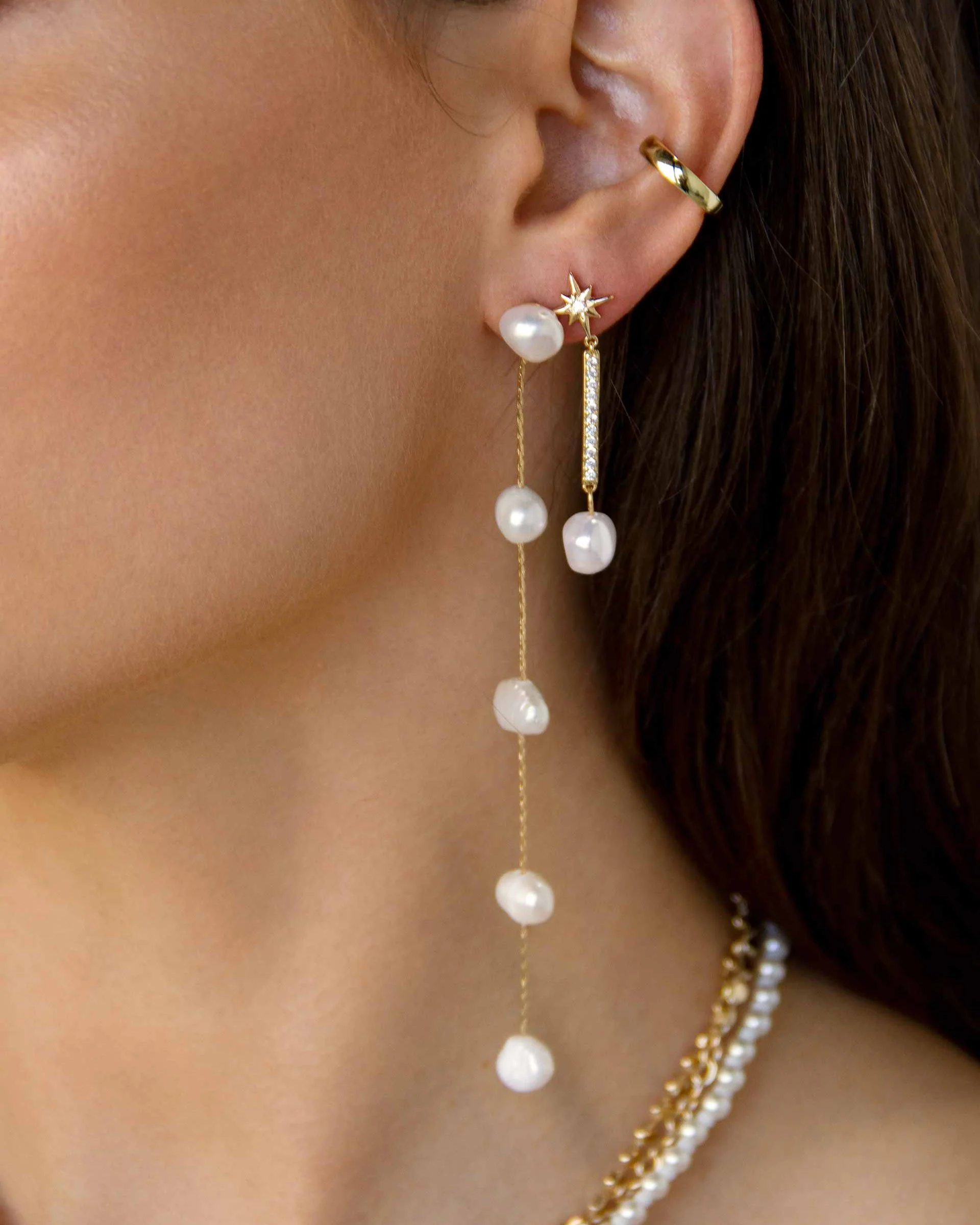 Dripping Pearl Delicate Drop Earrings - Image 9