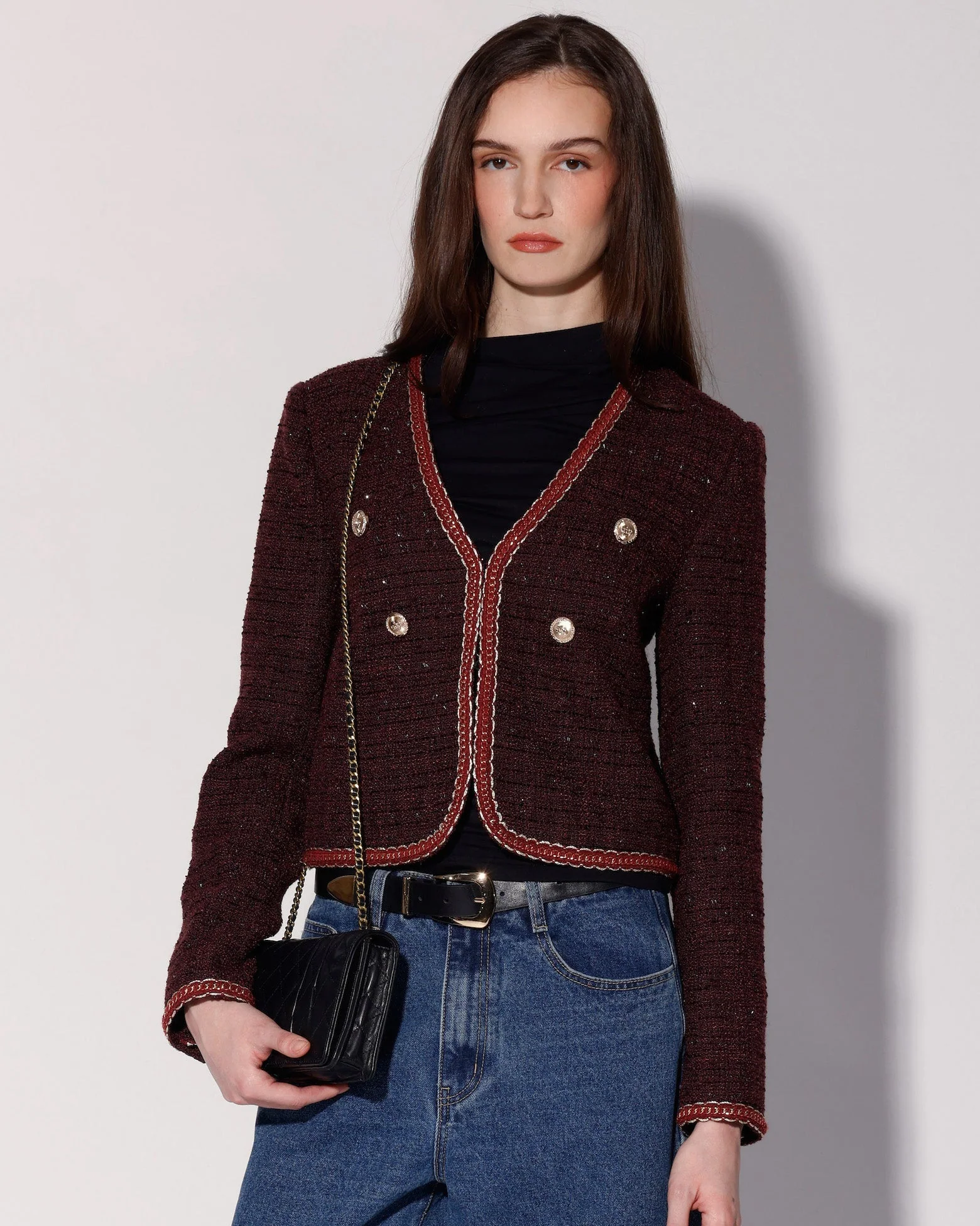 Elodie Jacket, Bordeaux Tweed
