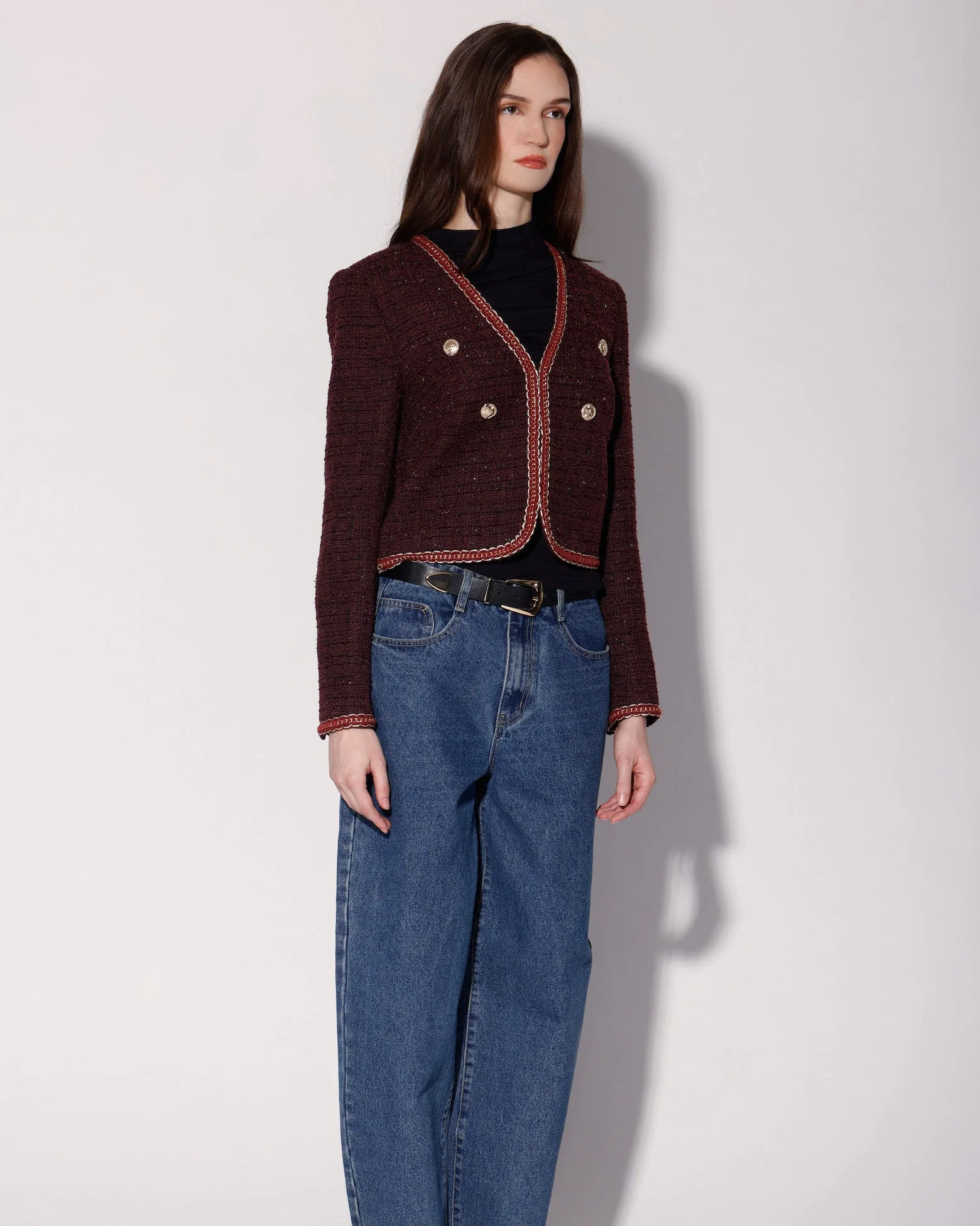 Elodie Jacket, Bordeaux Tweed - Image 3