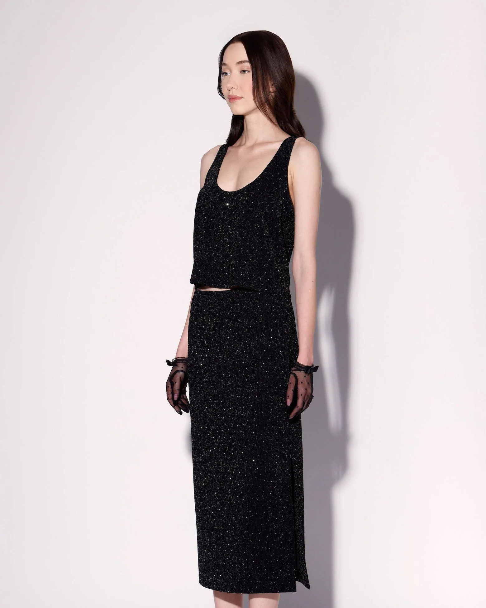 Emma Tank Top, Black and Rhinestone - Image 3