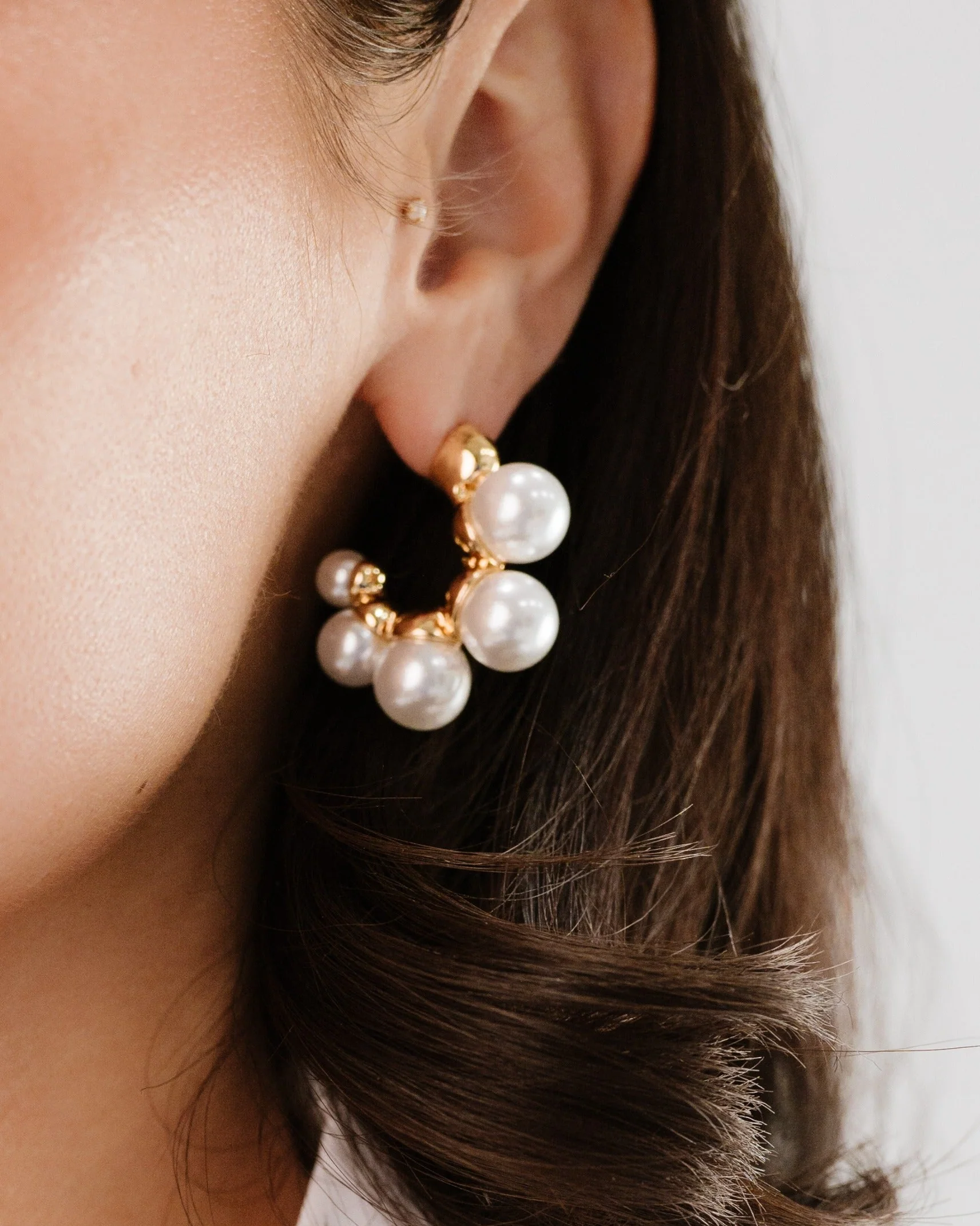 Five Pearls Hoop Earrings - Image 2