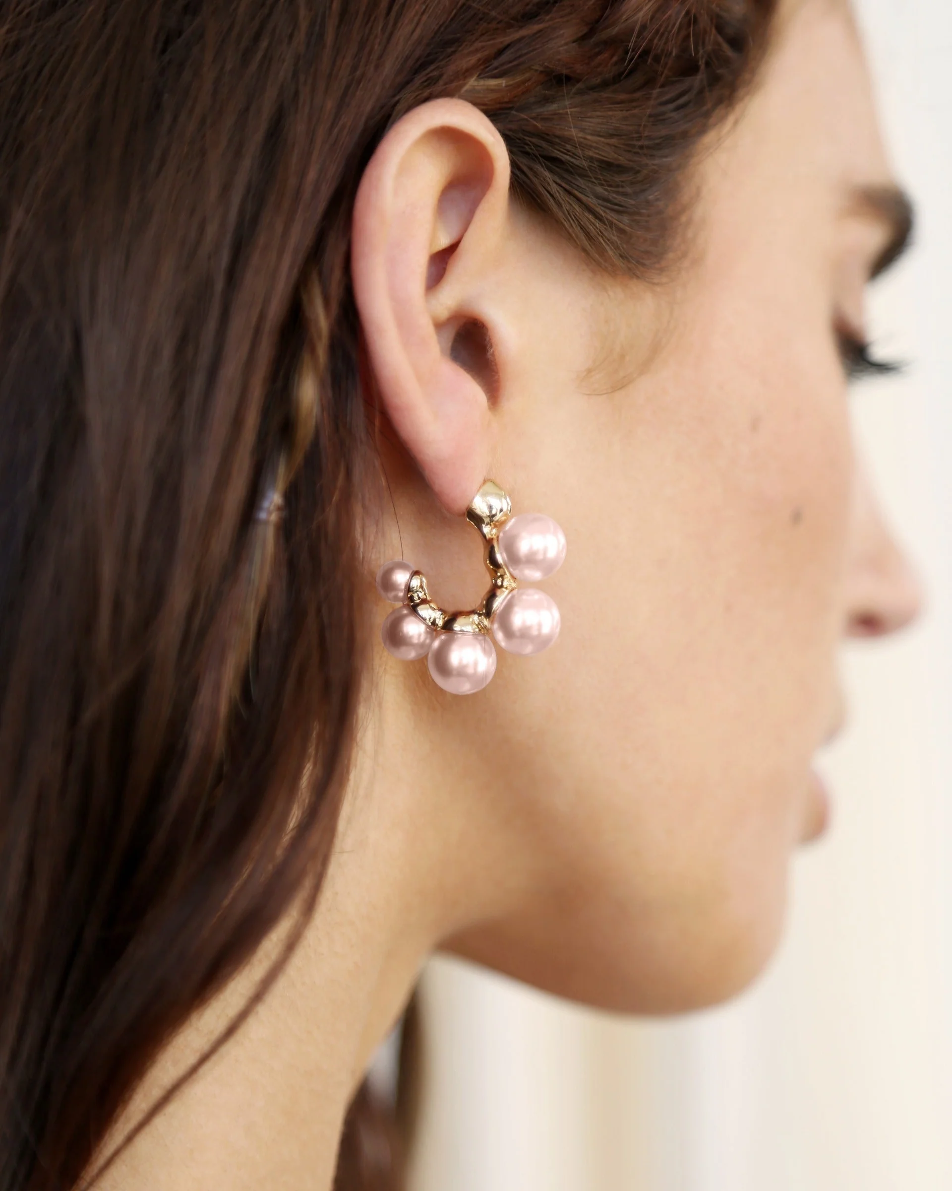 Five Pearls Hoop Earrings - Image 5