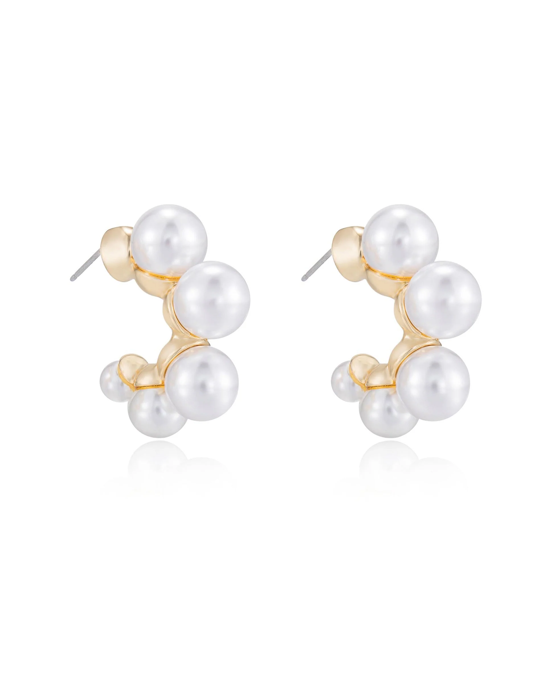 Five Pearls Hoop Earrings - Image 8