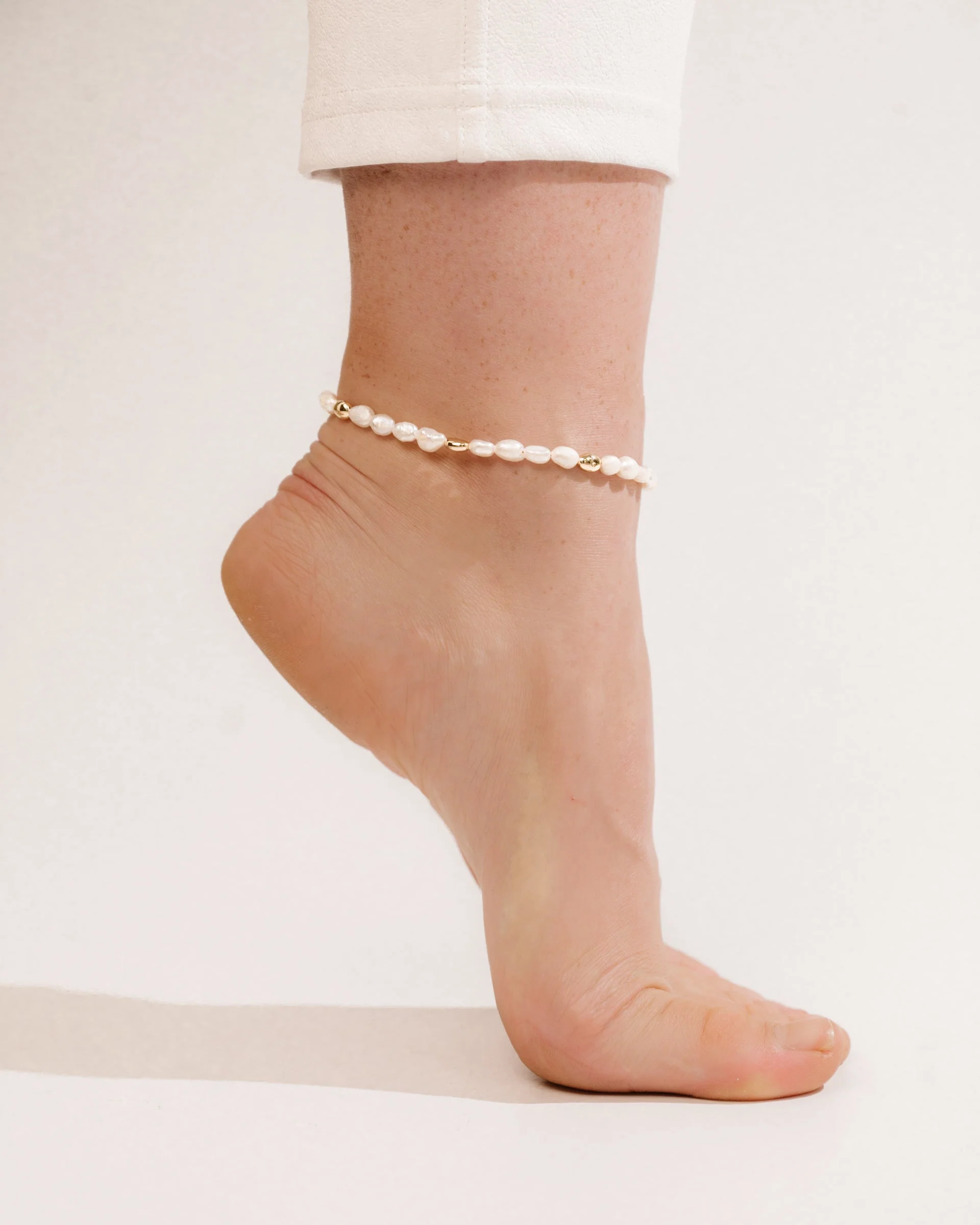 Freshwater Pearl Polished Pebble Anklet - Image 2
