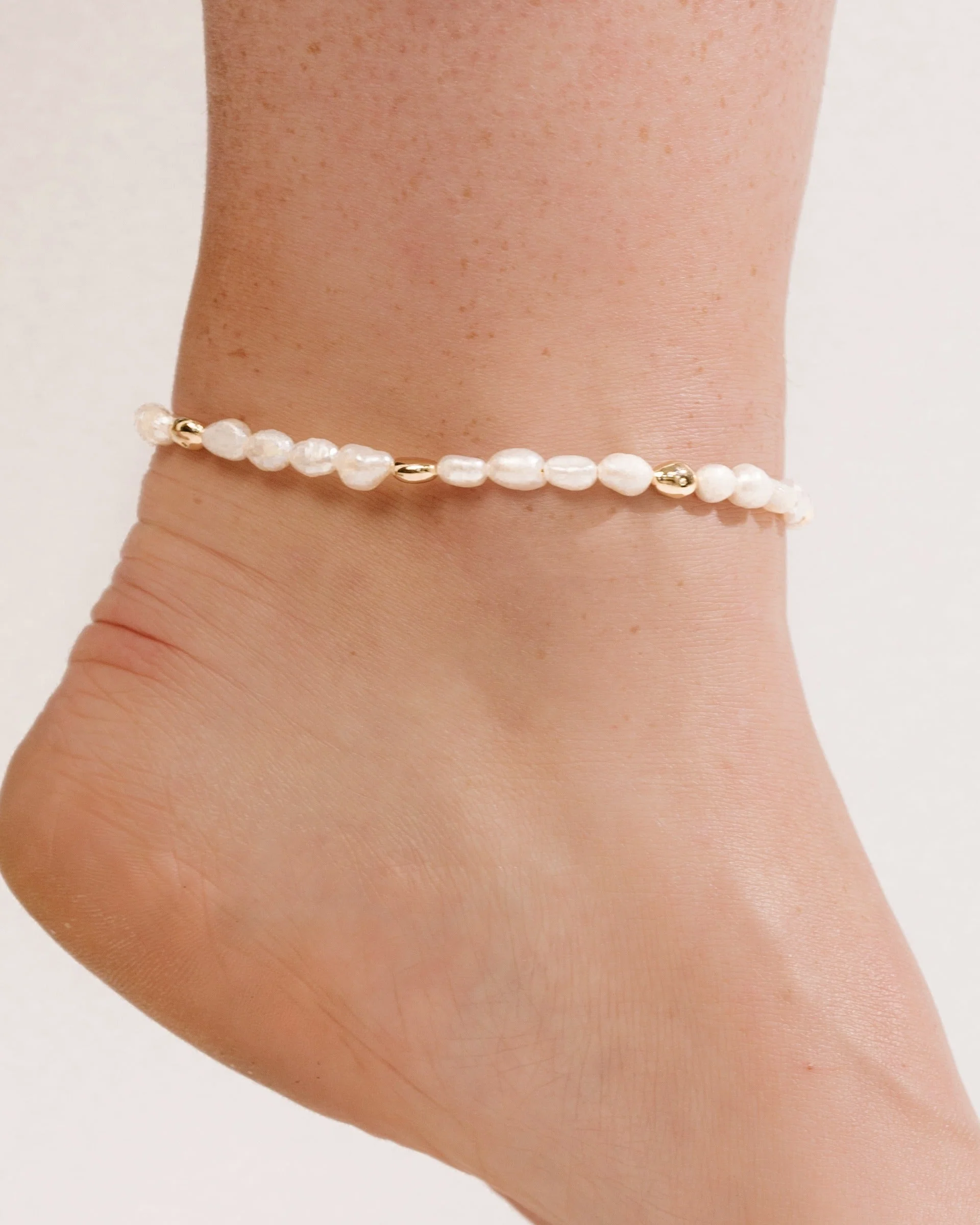Freshwater Pearl Polished Pebble Anklet - Image 3