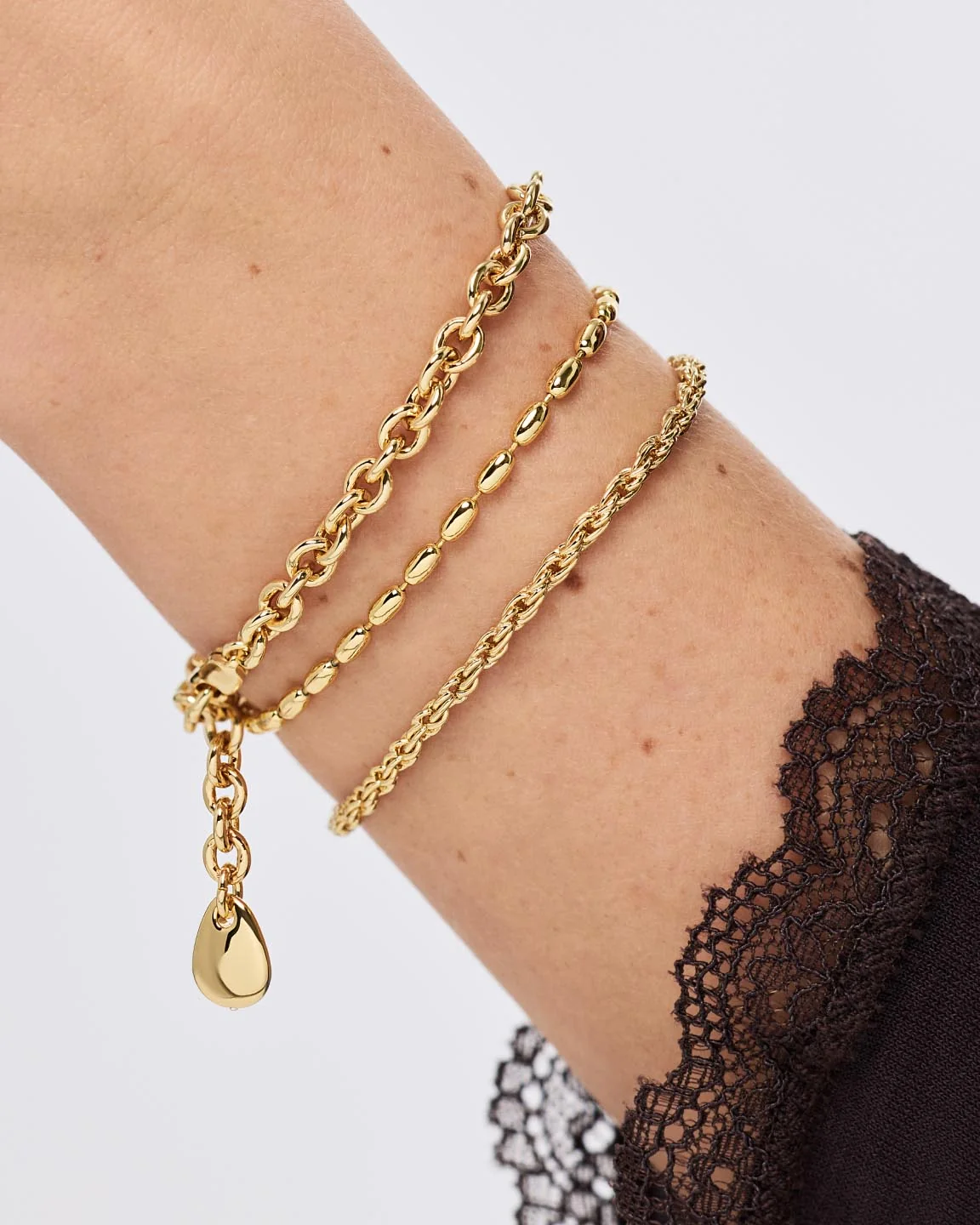 Gold Charm Bracelet - Pebble Charm Bracelet - Image 2