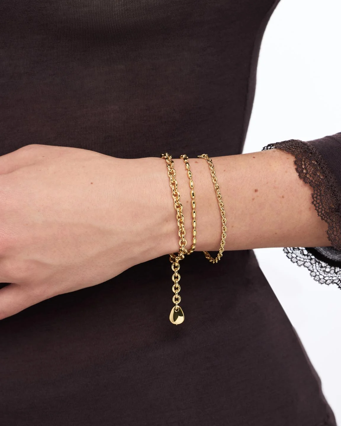 Gold Charm Bracelet - Pebble Charm Bracelet - Image 4