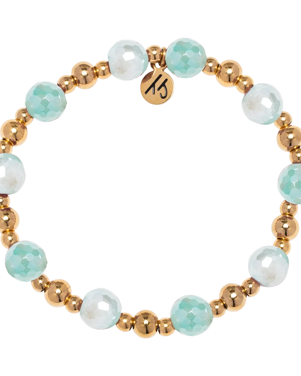 Gold Day by Day Collection- Aqua Agate Gemstone Bracelet