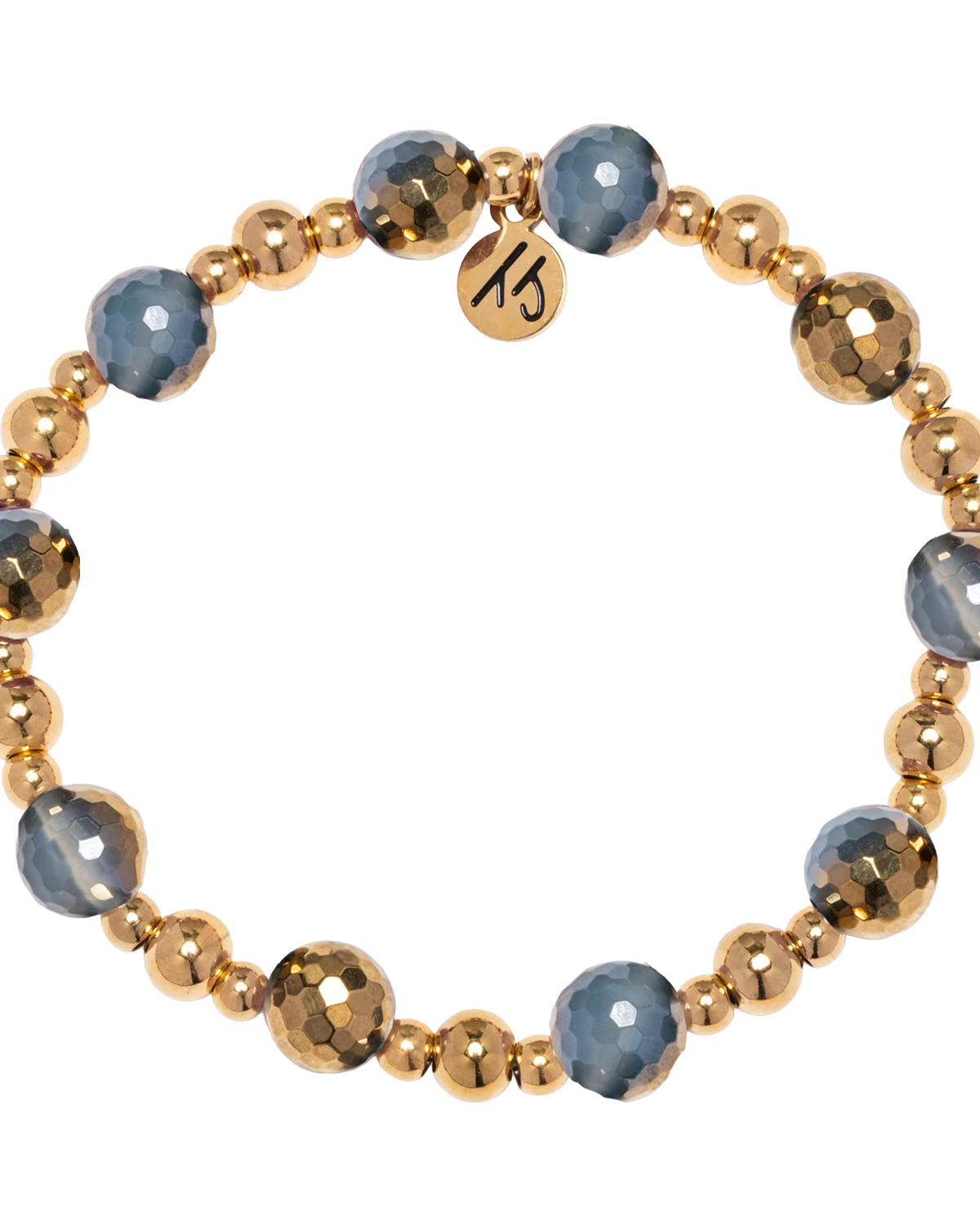 Gold Day by Day Collection- Blue Gold Agate Gemstone Bracelet