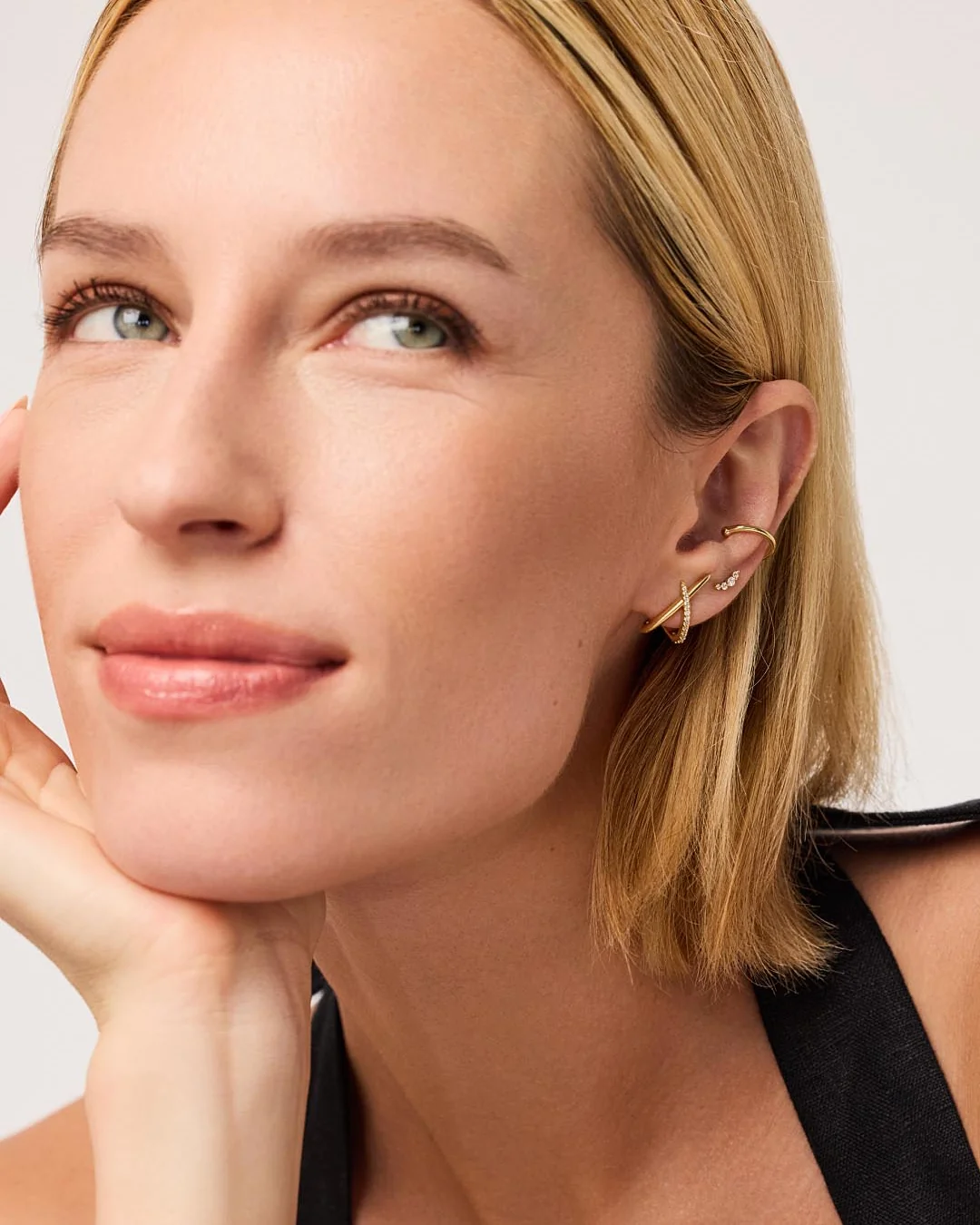 Gold Stud Earrings - Sloane Pave - Image 2