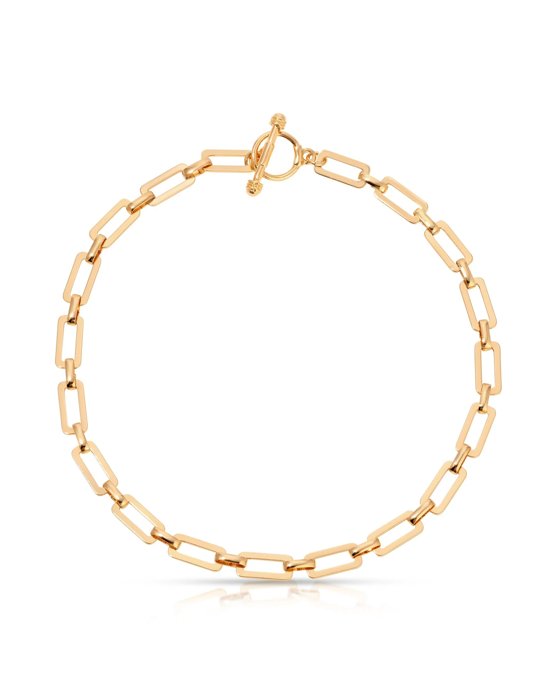 Golden Flat Rectangle Chain Necklace