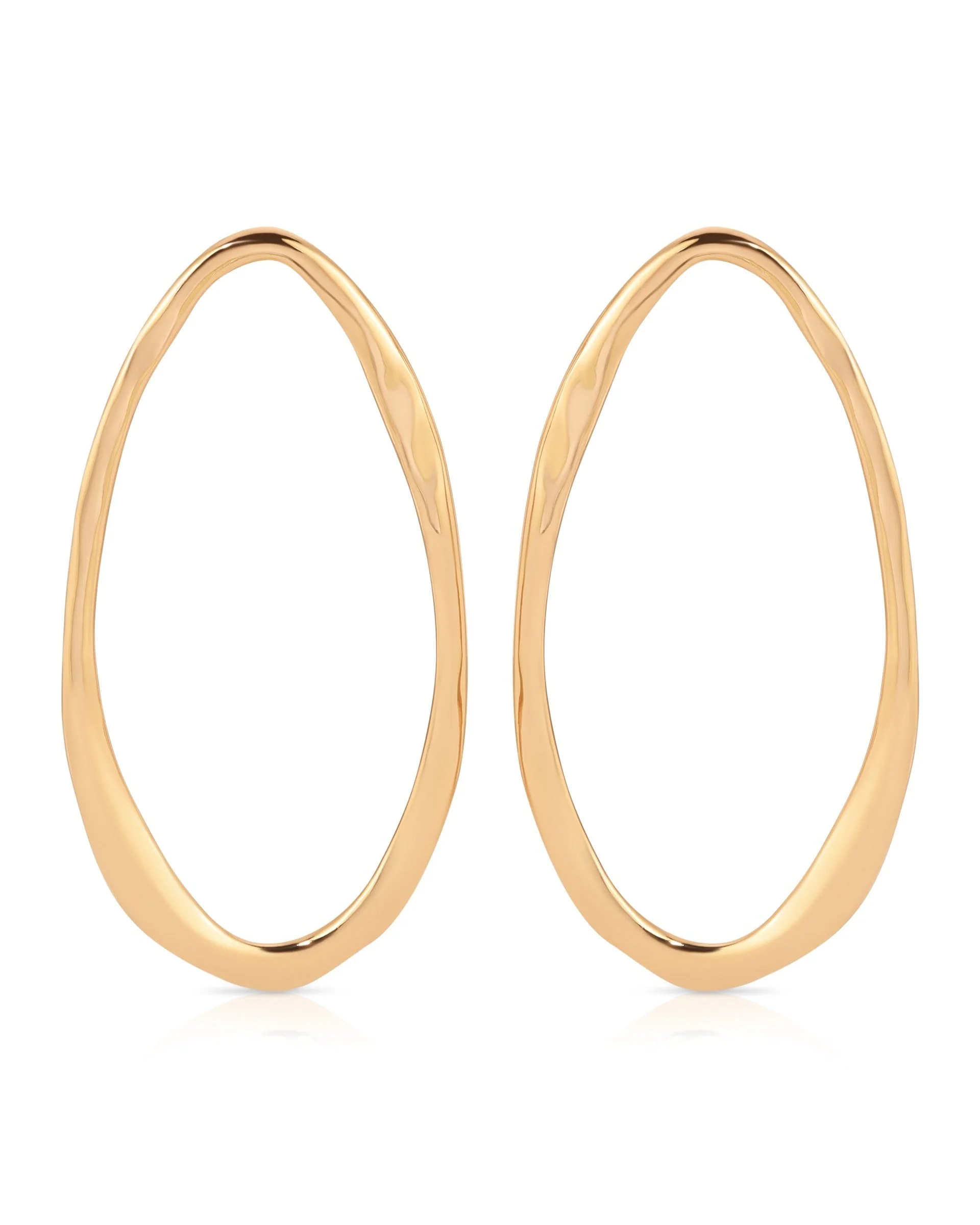 Hammered Large Oval Earrings