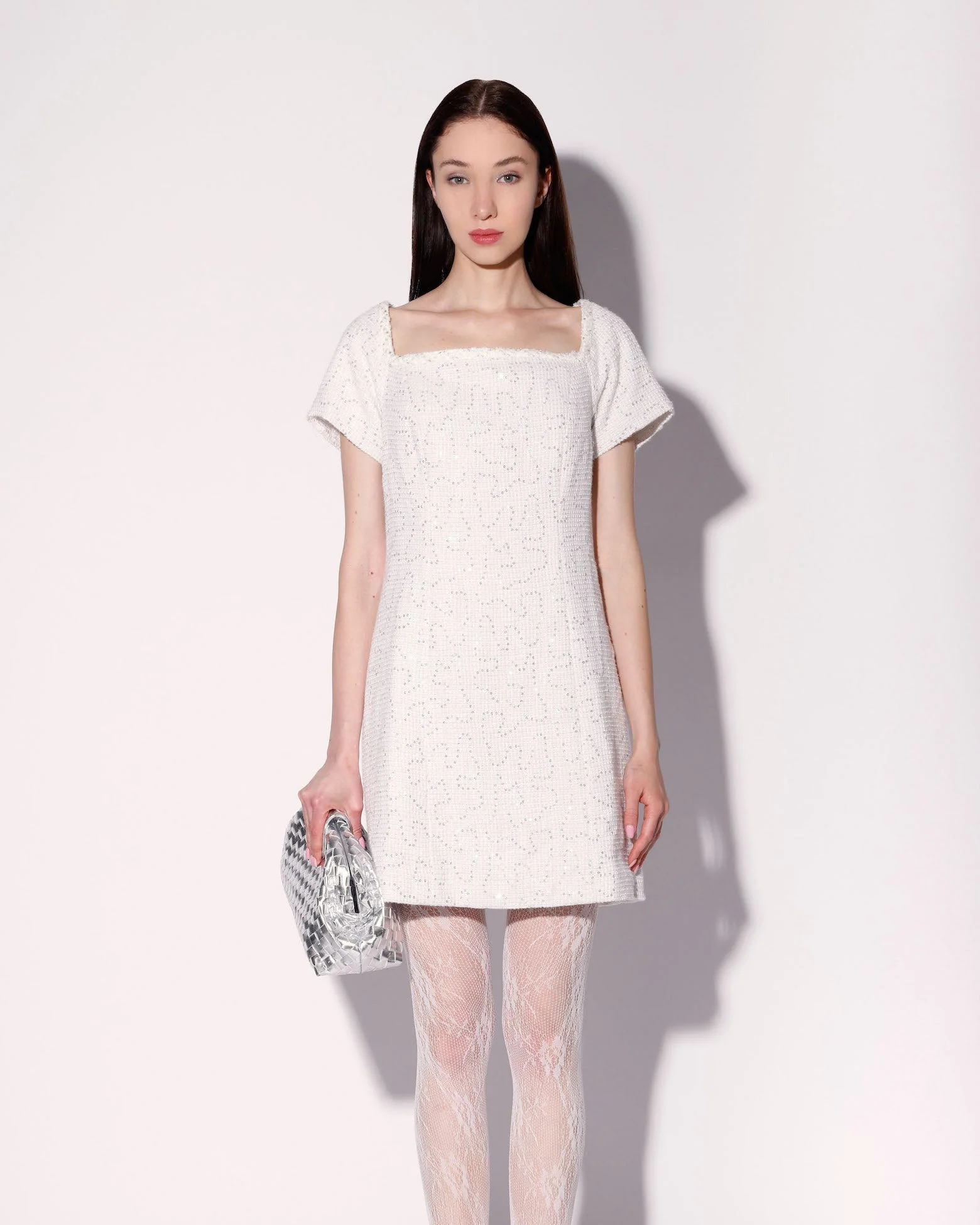 Hayden Dress, White Sparkle Tweed - Image 2