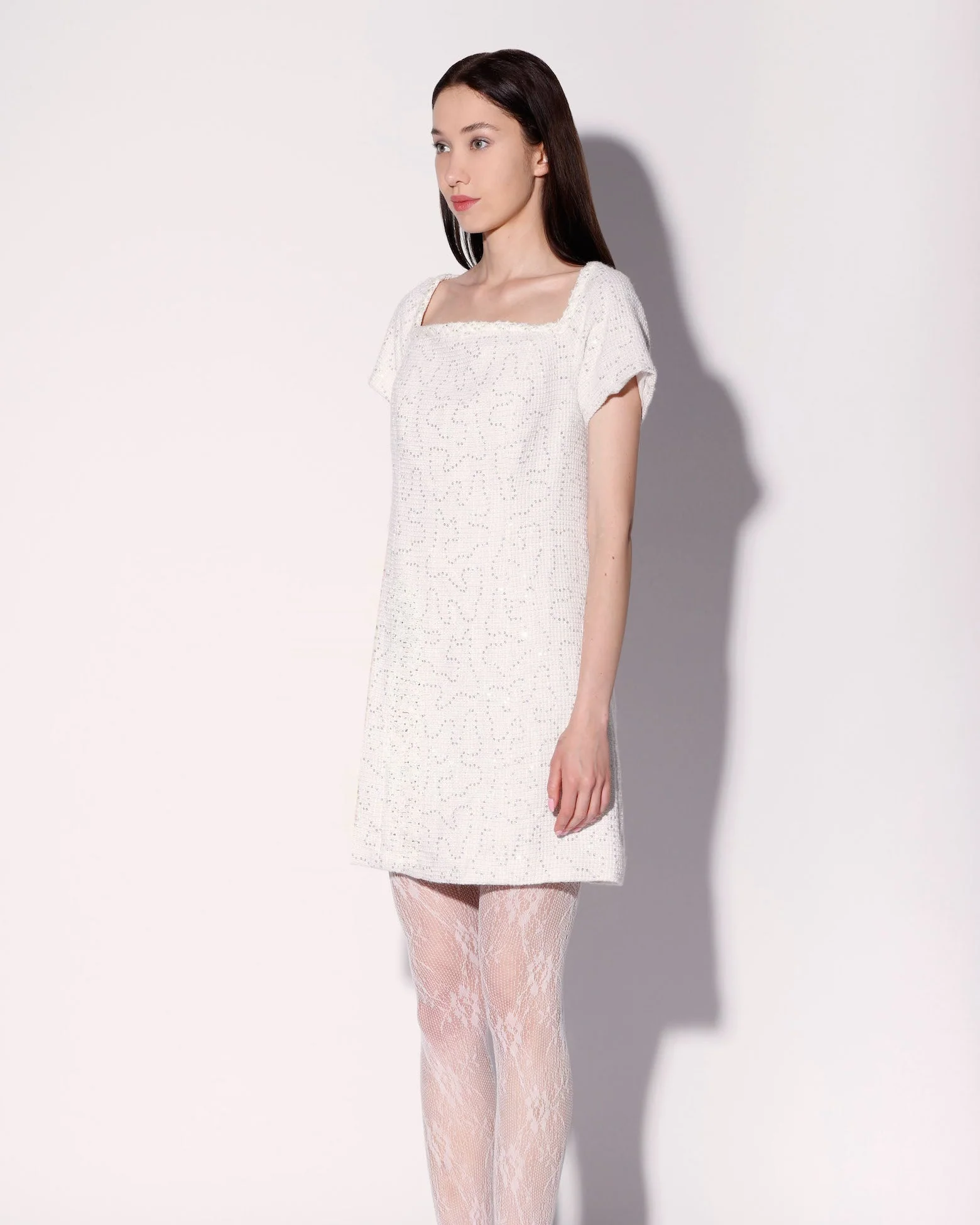 Hayden Dress, White Sparkle Tweed - Image 3