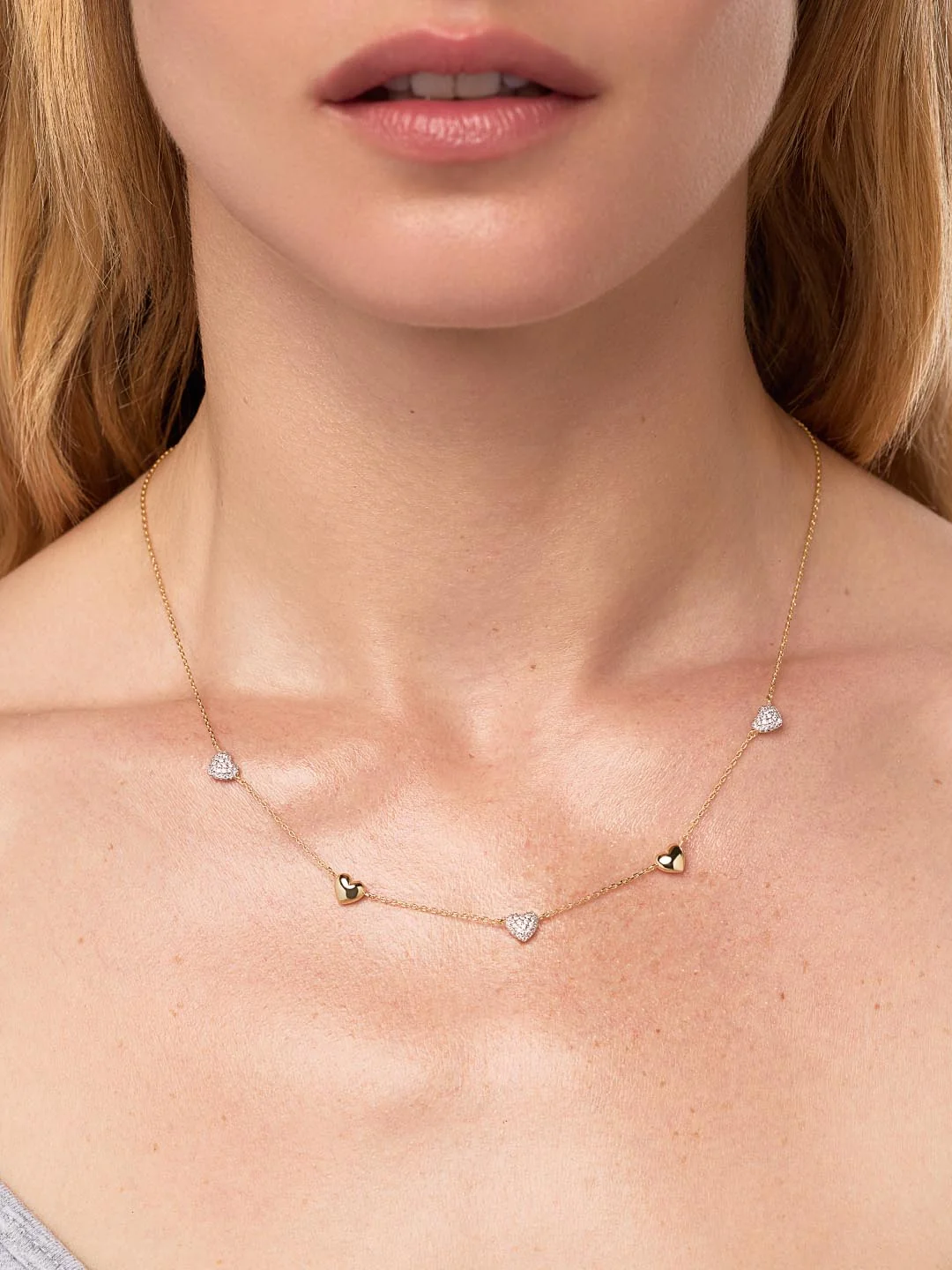 Heart Necklace - Lev Mini Pave Station Necklace - Image 4