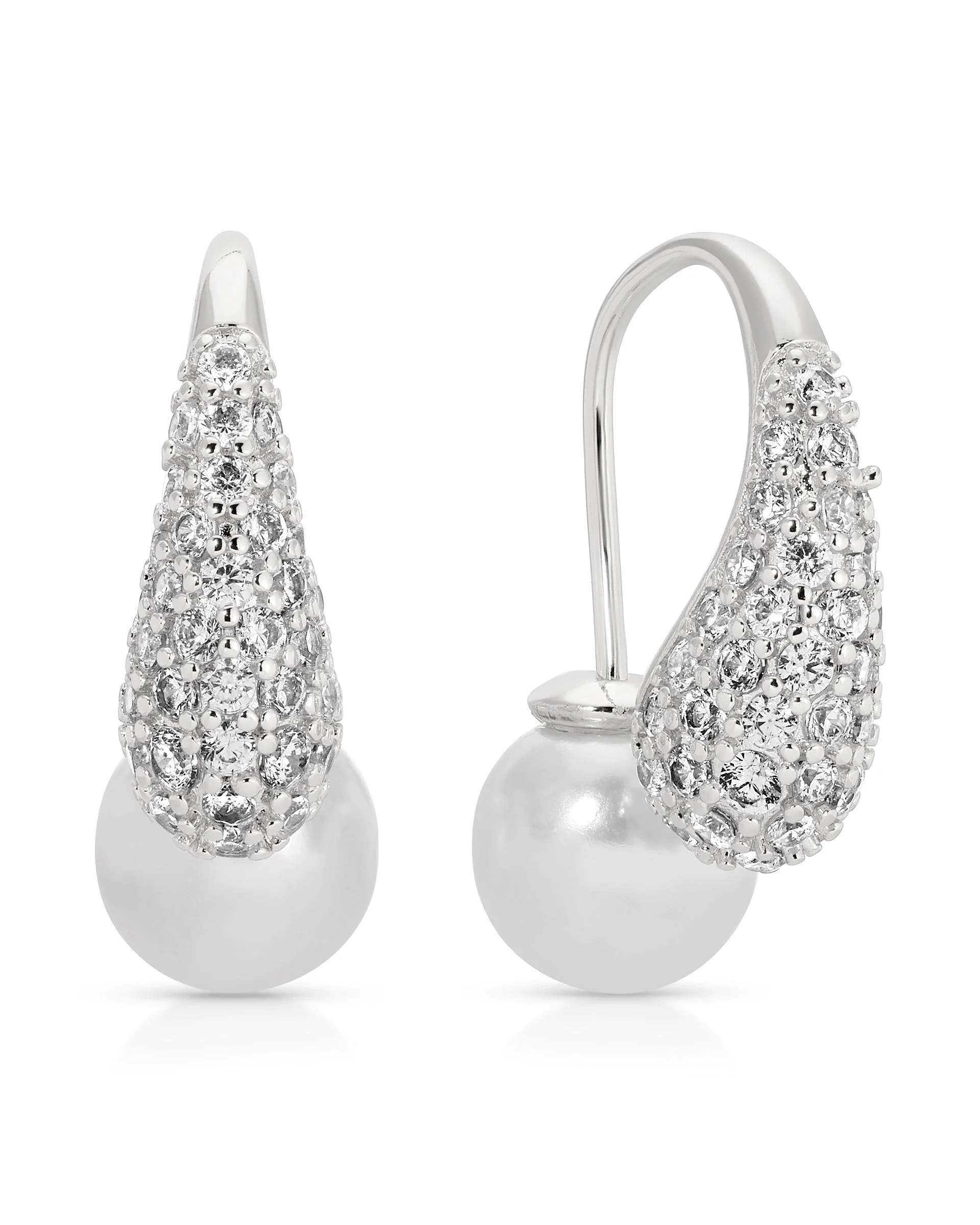 Hooked Pavé and Pearl Earrings - Image 11