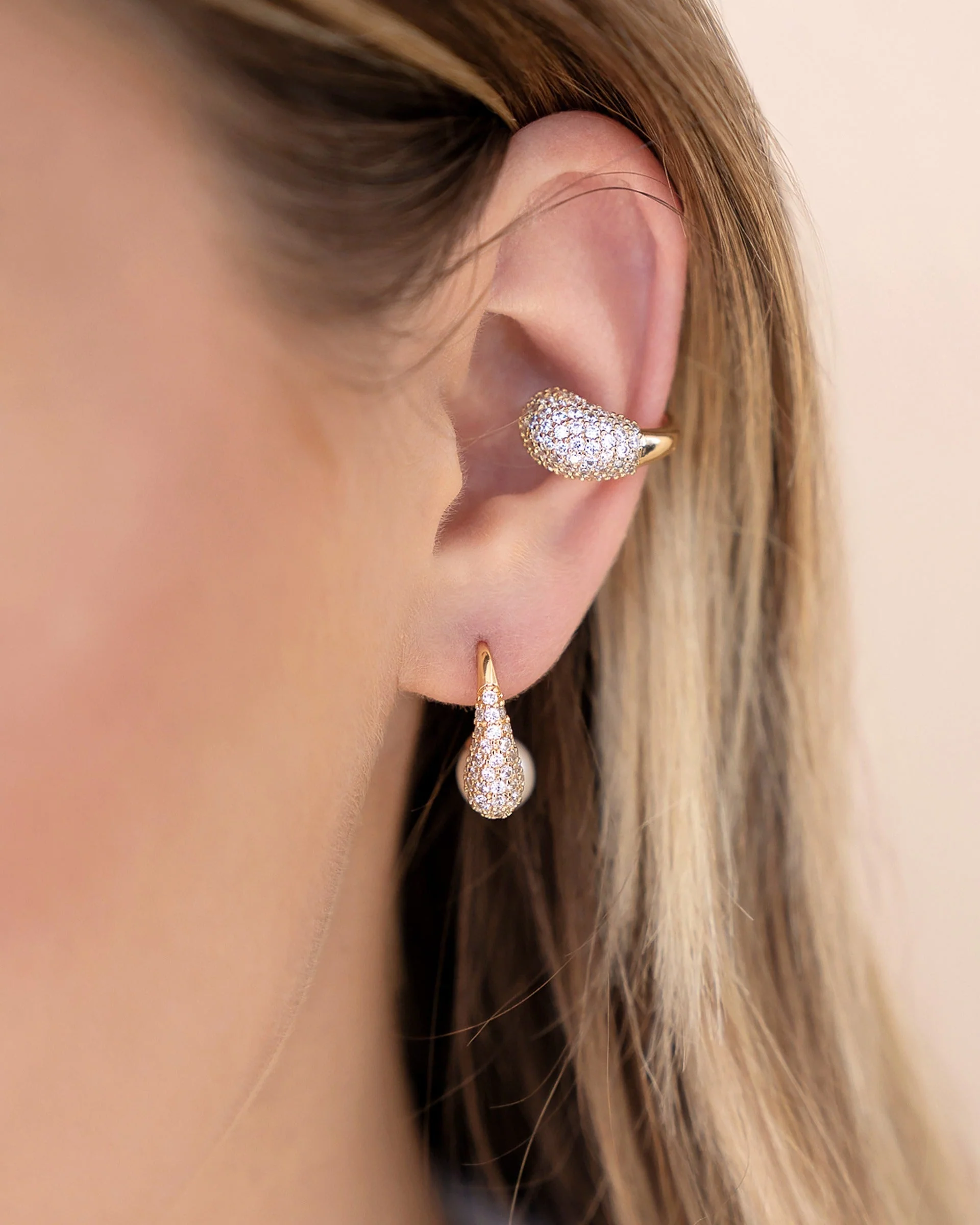 Hooked Pavé and Pearl Earrings - Image 4